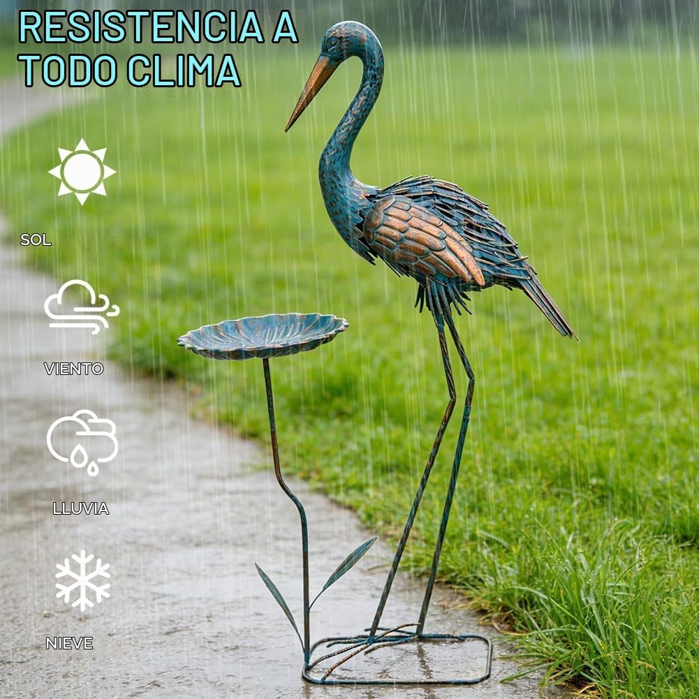 giole Estatua de jardín de grúa de metal para exterior, estatuas gr...