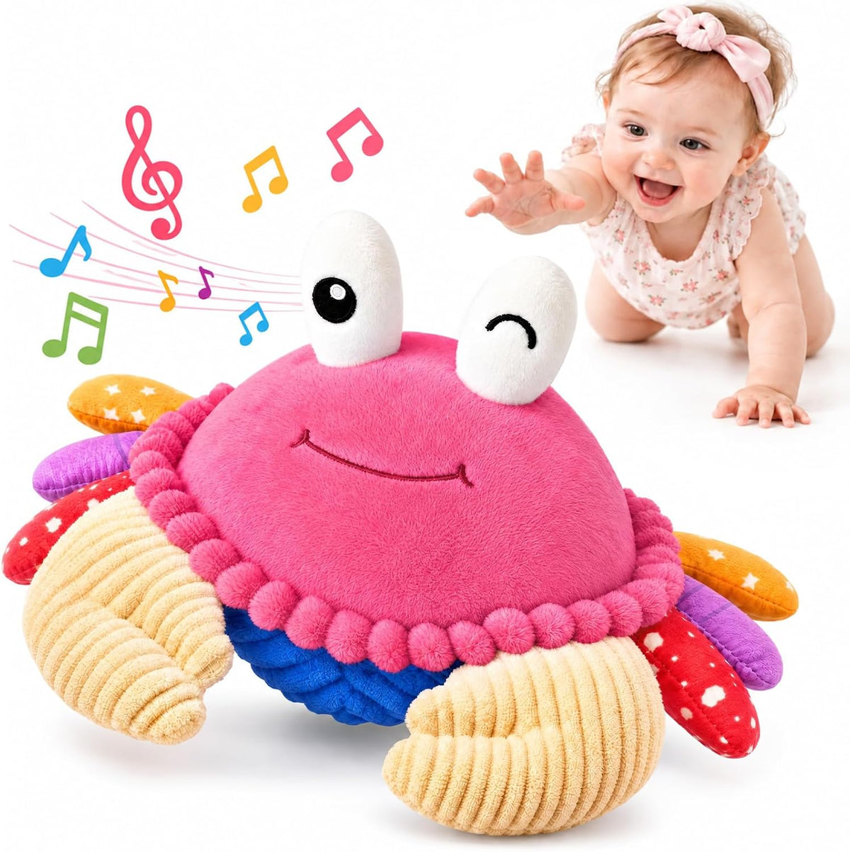 SAIMAND Juguete de cangrejo rosado, regalo musical interactivo de l...
