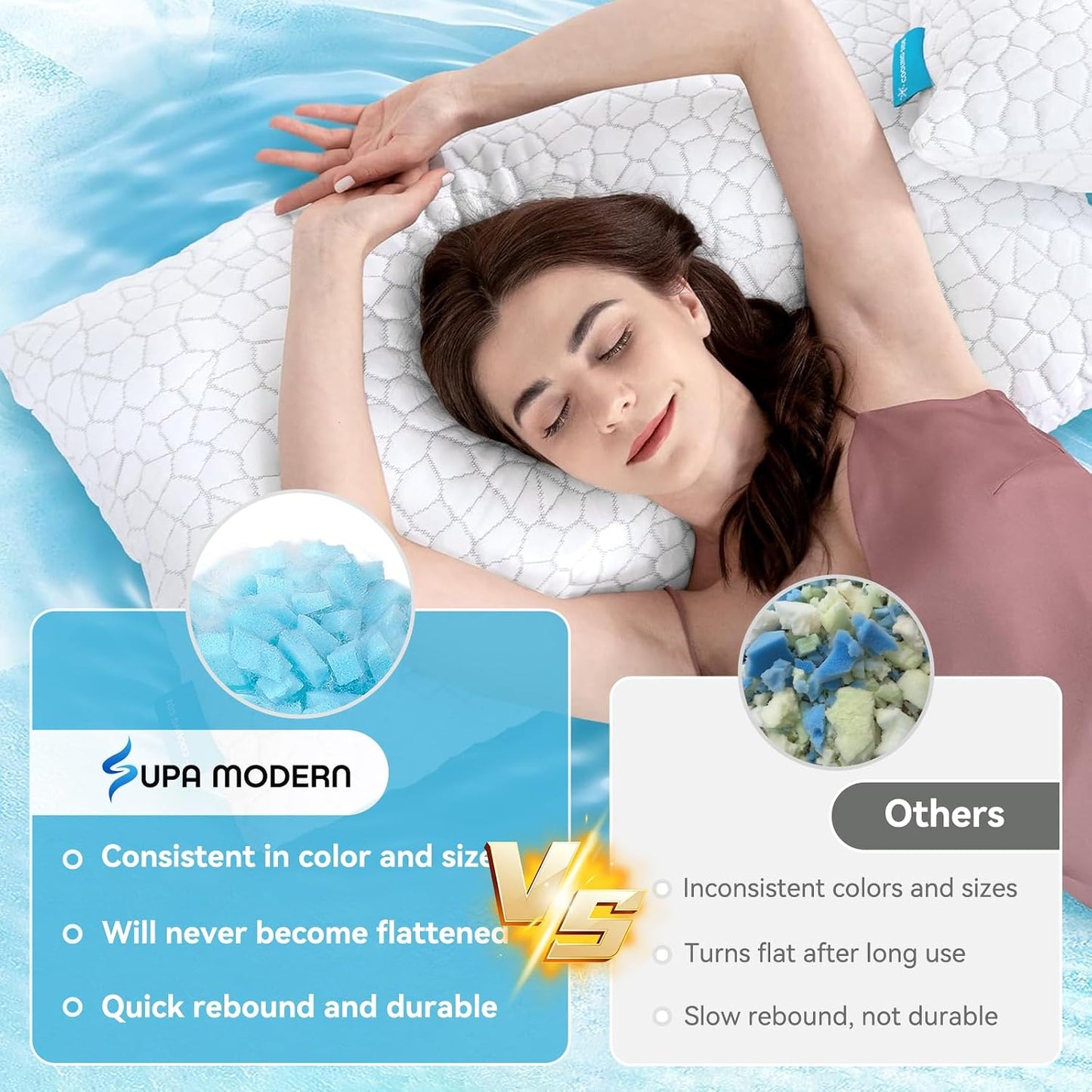 Juego de 2 almohadas refrescantes tamaño King, almohadas de espuma...