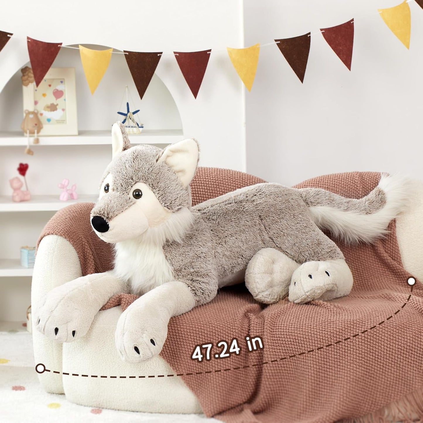 MaoGoLan Animal de peluche grande de lobo para niño, peluche de lob...
