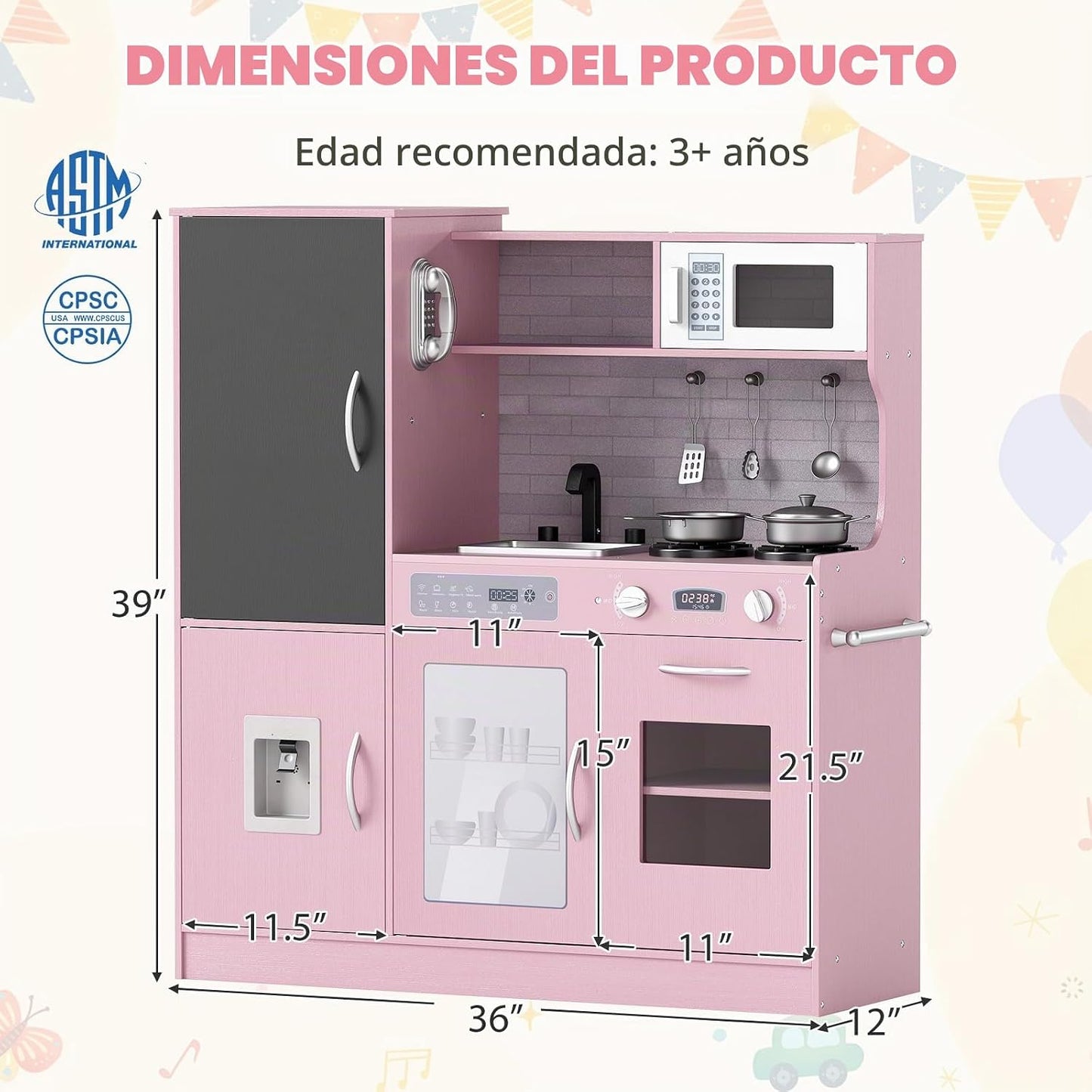 Costzon Juego de cocina para niños, gran juego de juguetes de cocin...