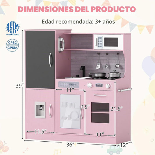 Costzon Juego de cocina para niños, gran juego de juguetes de cocin...