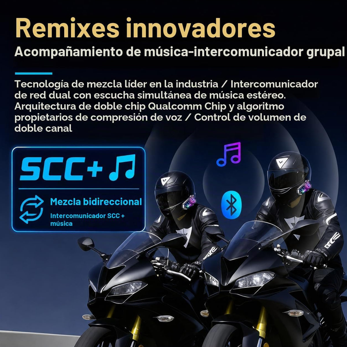 PUSABIYOU Auriculares Bluetooth para motocicleta con micrófono, sis...