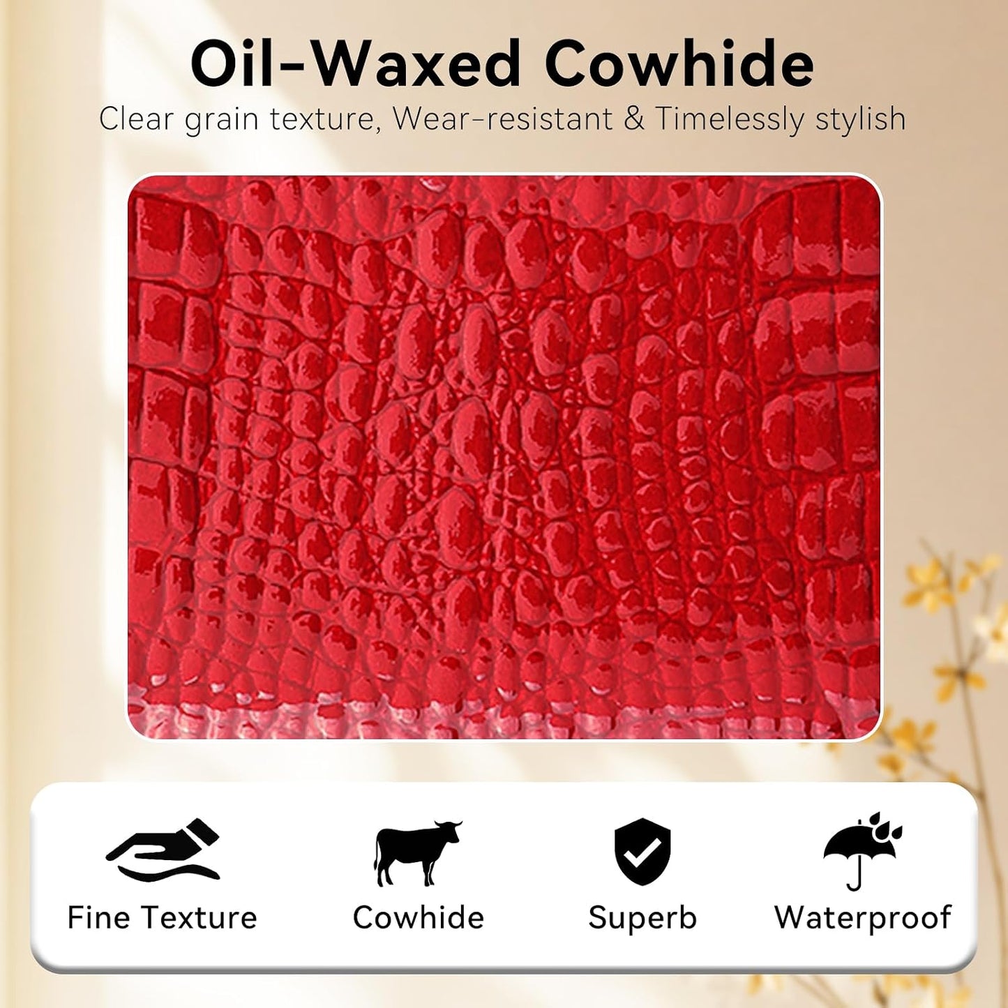 DAMAIKE Cartera de piel auténtica encerada con aceite para mujer, c...