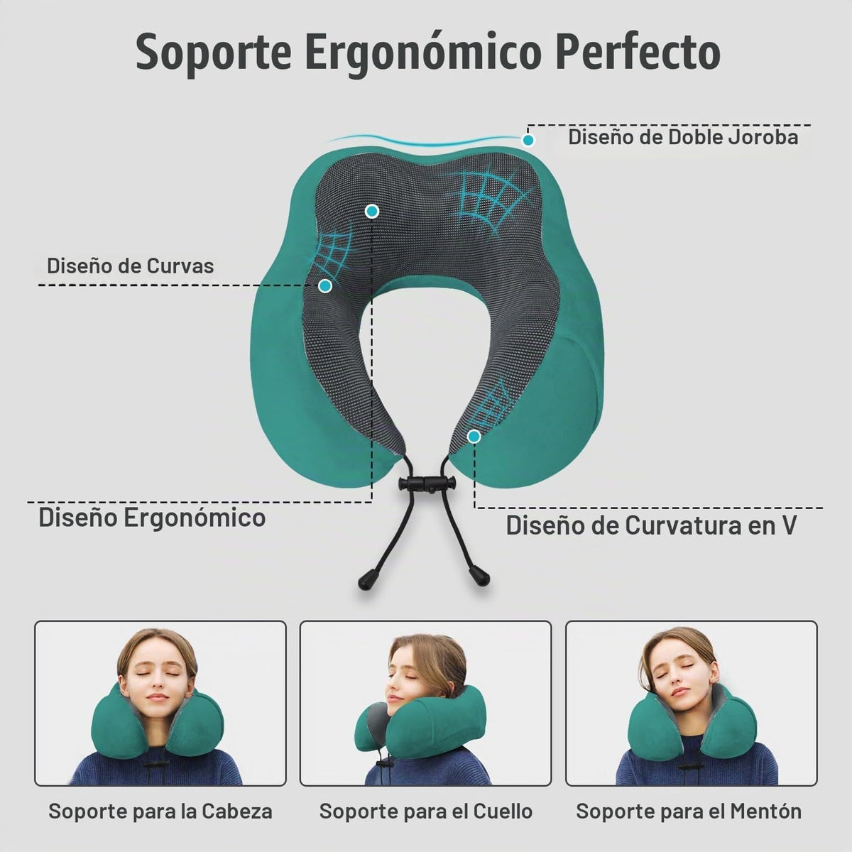 Elvodosia Almohada de viaje, almohada de cuello de espuma viscoelás...