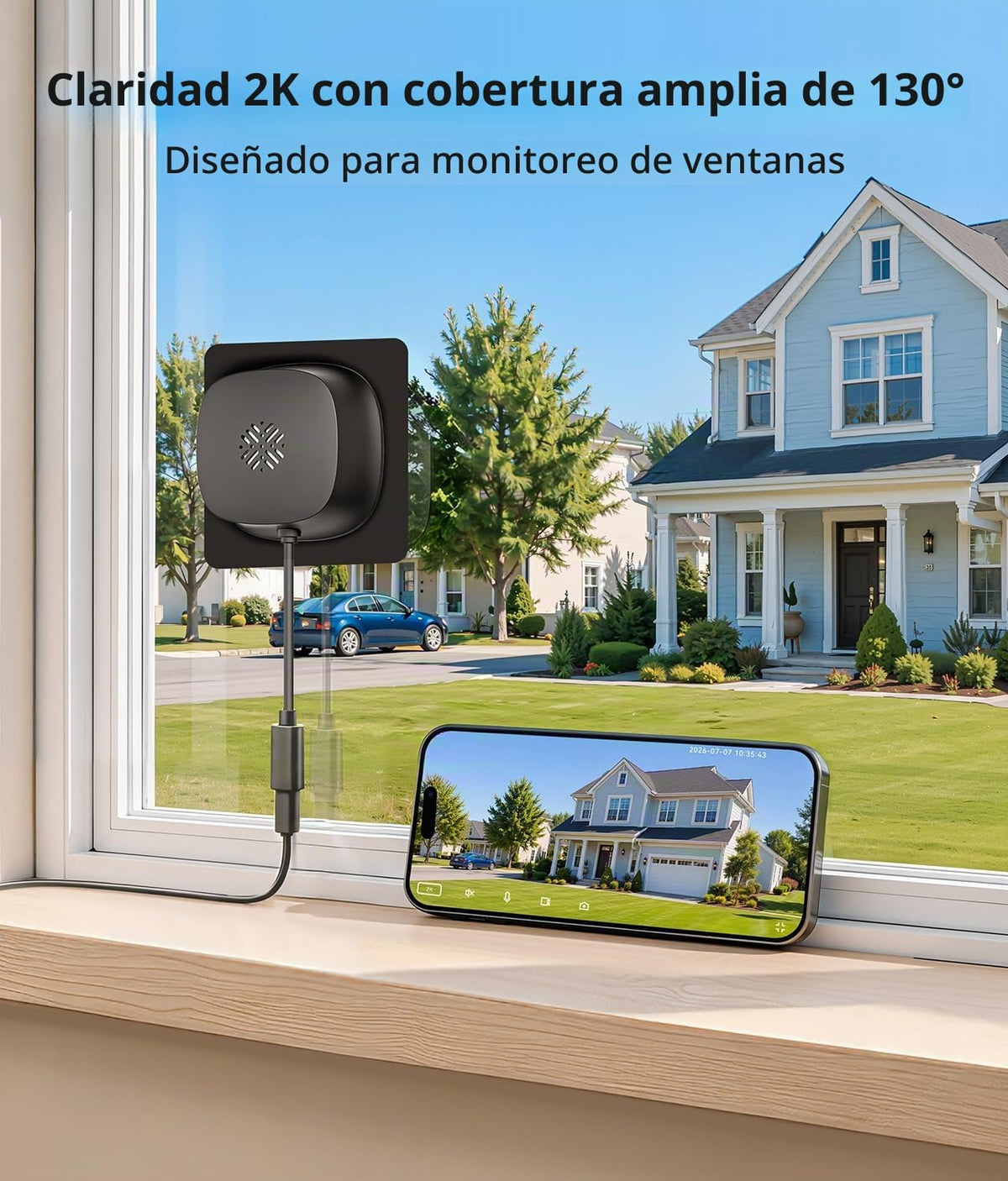 MISECU Cámara de ventana 2K sin taladro, cámaras interiores para se...