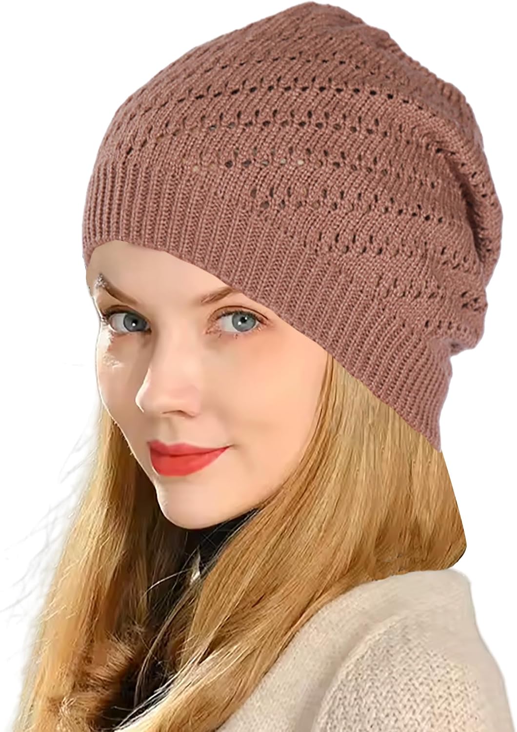 Gorro de Ganchillo Fino para Mujeres Verano Invierno Otoño Malla Ho...