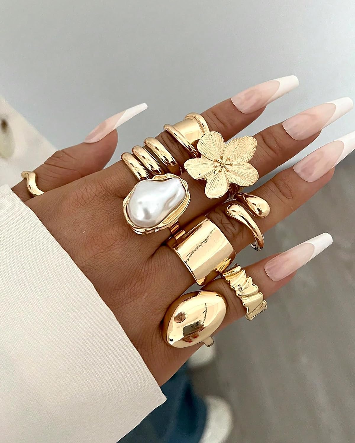 YEEZII Juego de 20 anillos dorados para mujer, anillos de dedo midi...