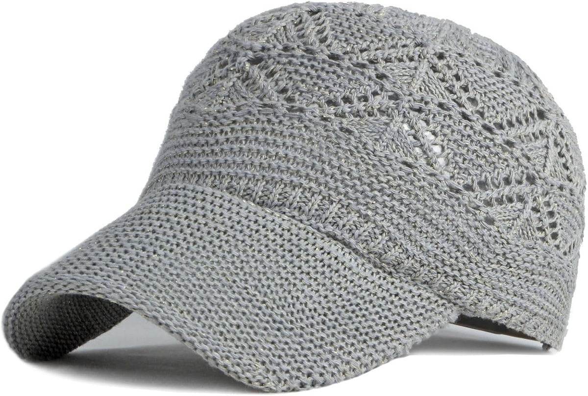 FASHIXD Gorra de béisbol de malla tejida para mujer, de hilo de ver...
