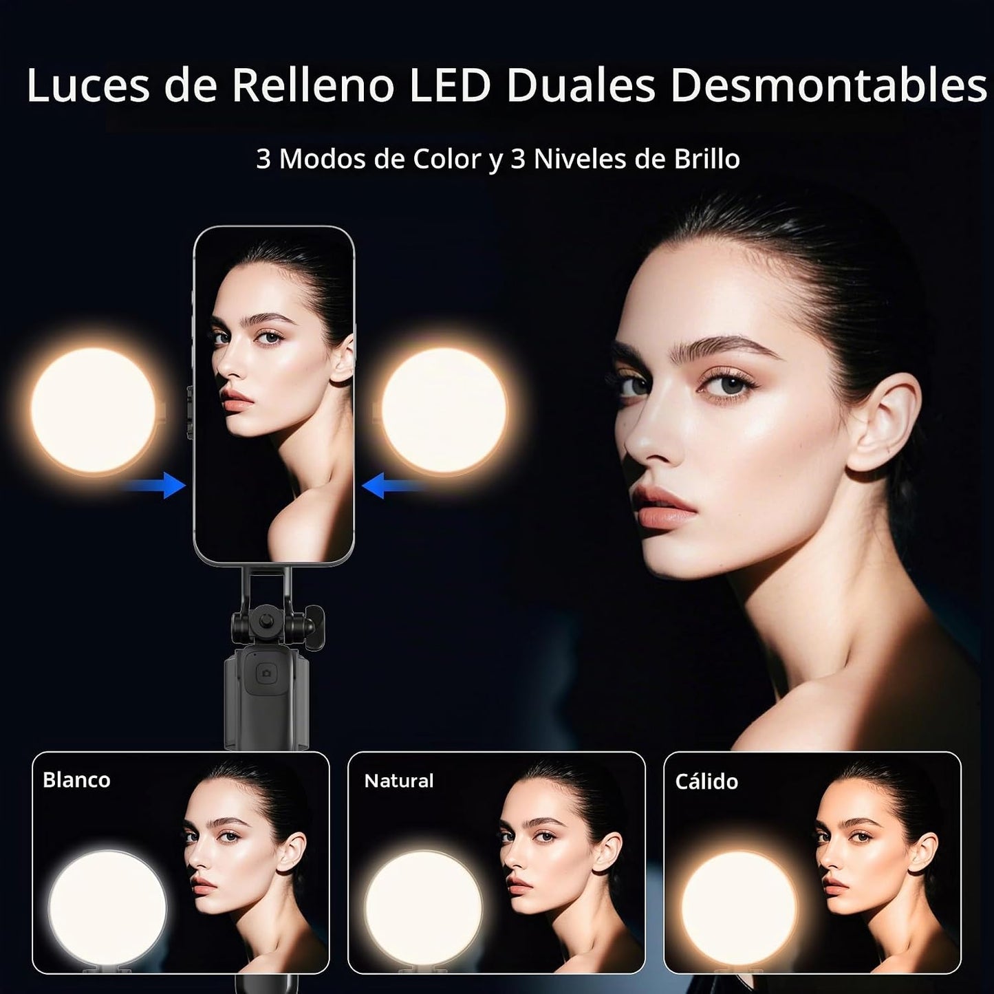 Trípode magnético para teléfono con luz para iPhone MagSafe de 70.9...
