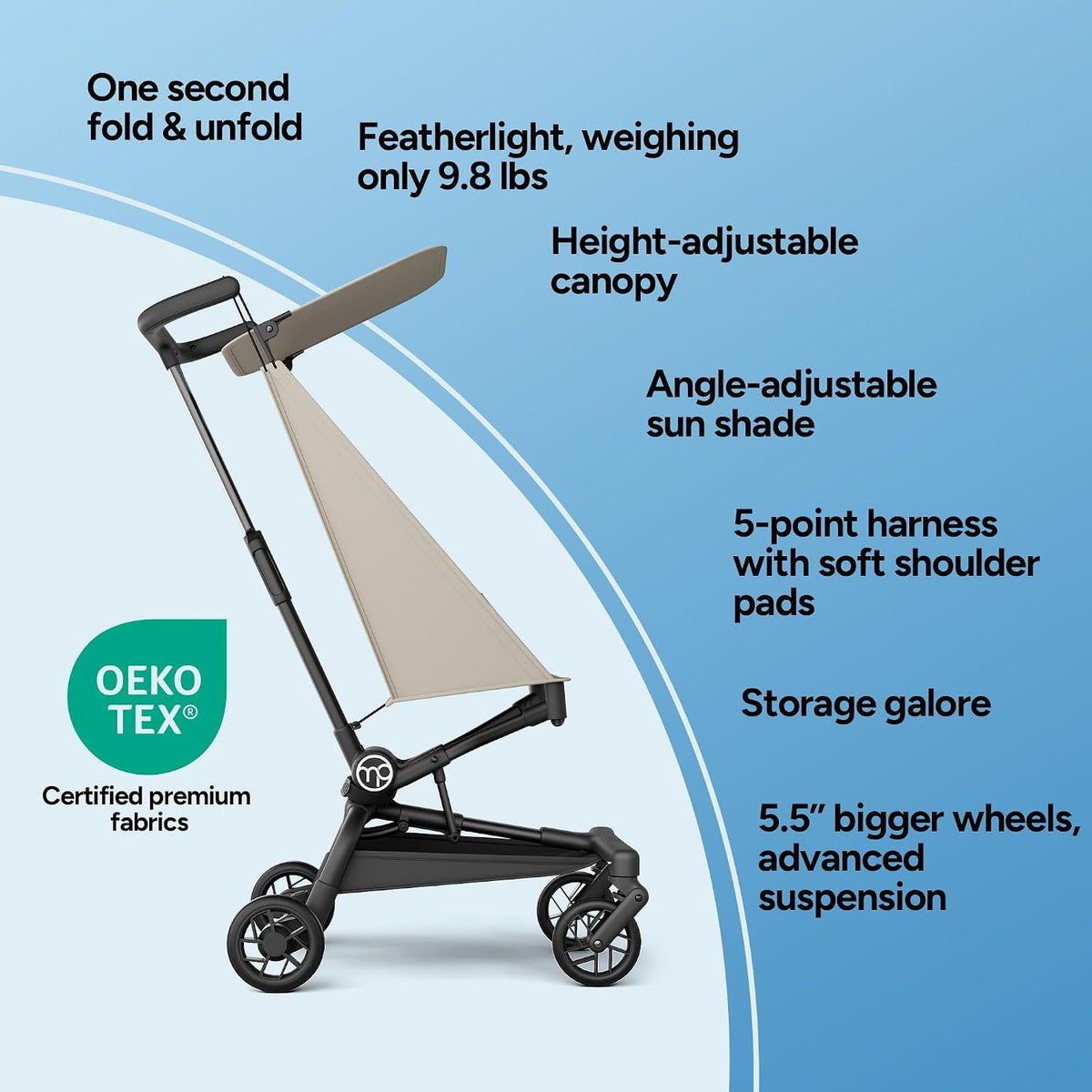 Mompush Jeto - Cochecito de viaje ligero \u2013 9.8 libras ultracom...