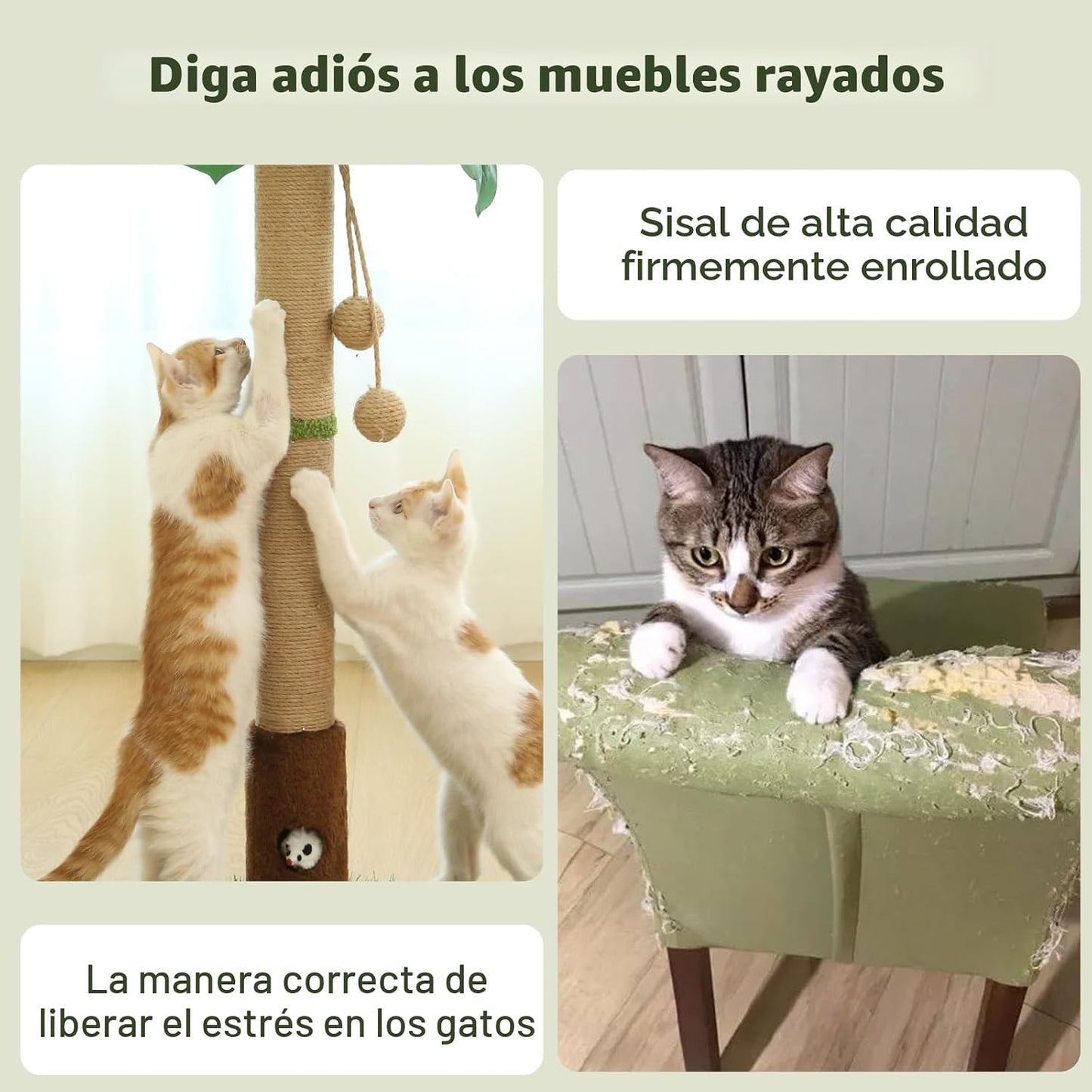 Woochpet Poste rascador para gatos de 35 pulgadas de alto, torre ra...