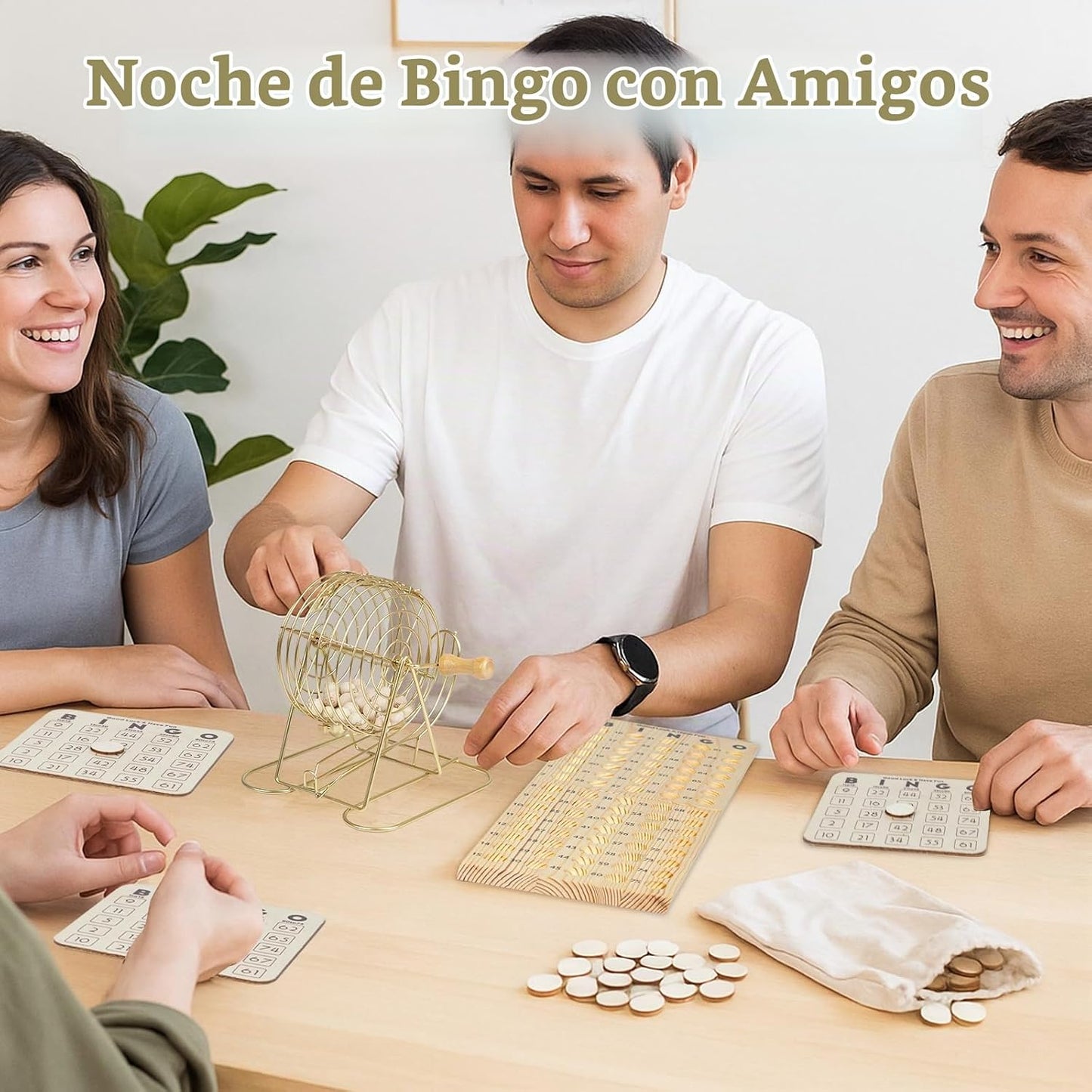 Extguds Juego de bingo de madera \u2013 Kit de bingo de lujo con ja...