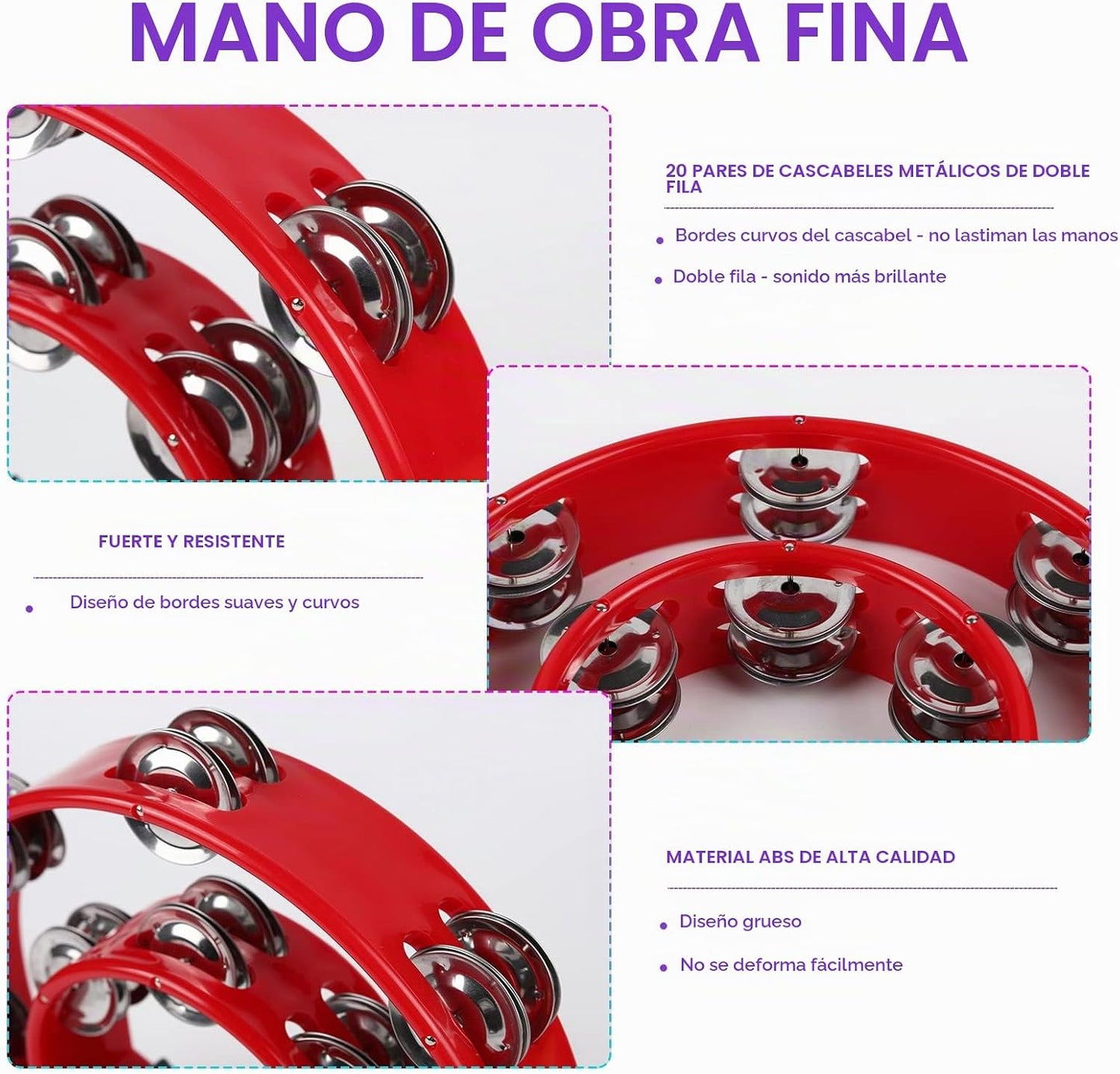 Instrumento musical pandereta para adultos - Panderetas de 10 pulga...