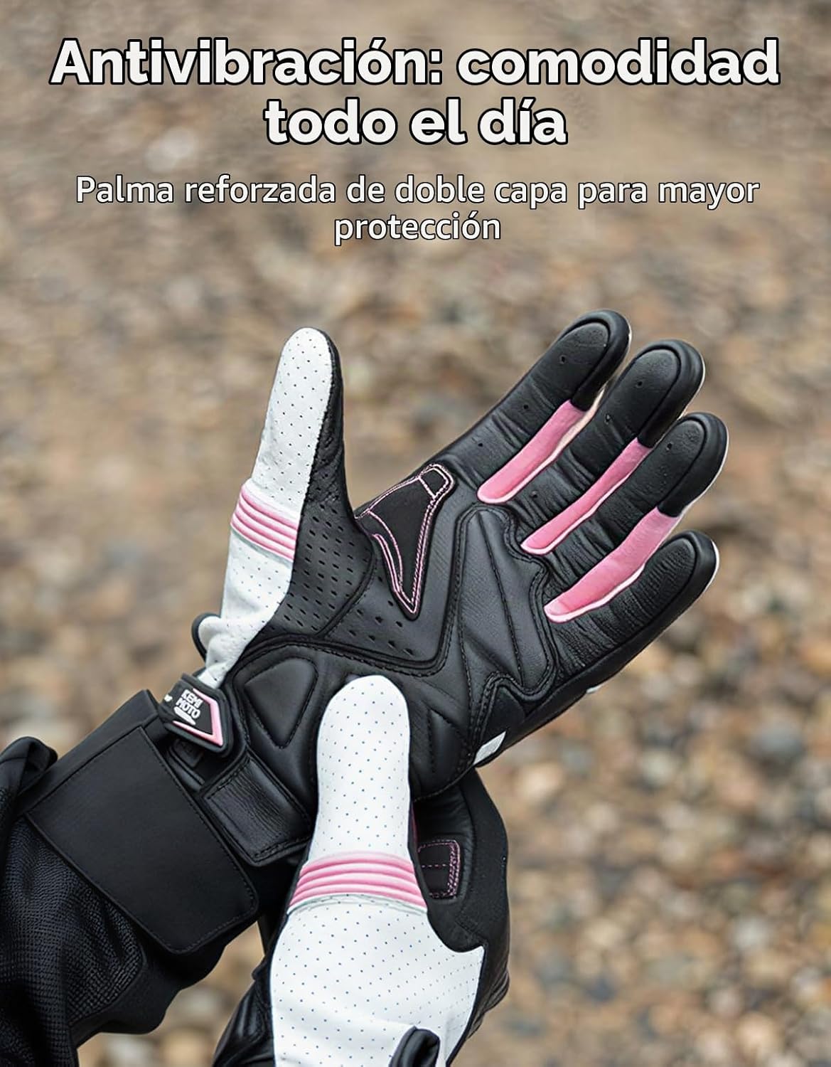 KEMIMOTO Guantes de motocicleta de piel de oveja para mujer, guante...