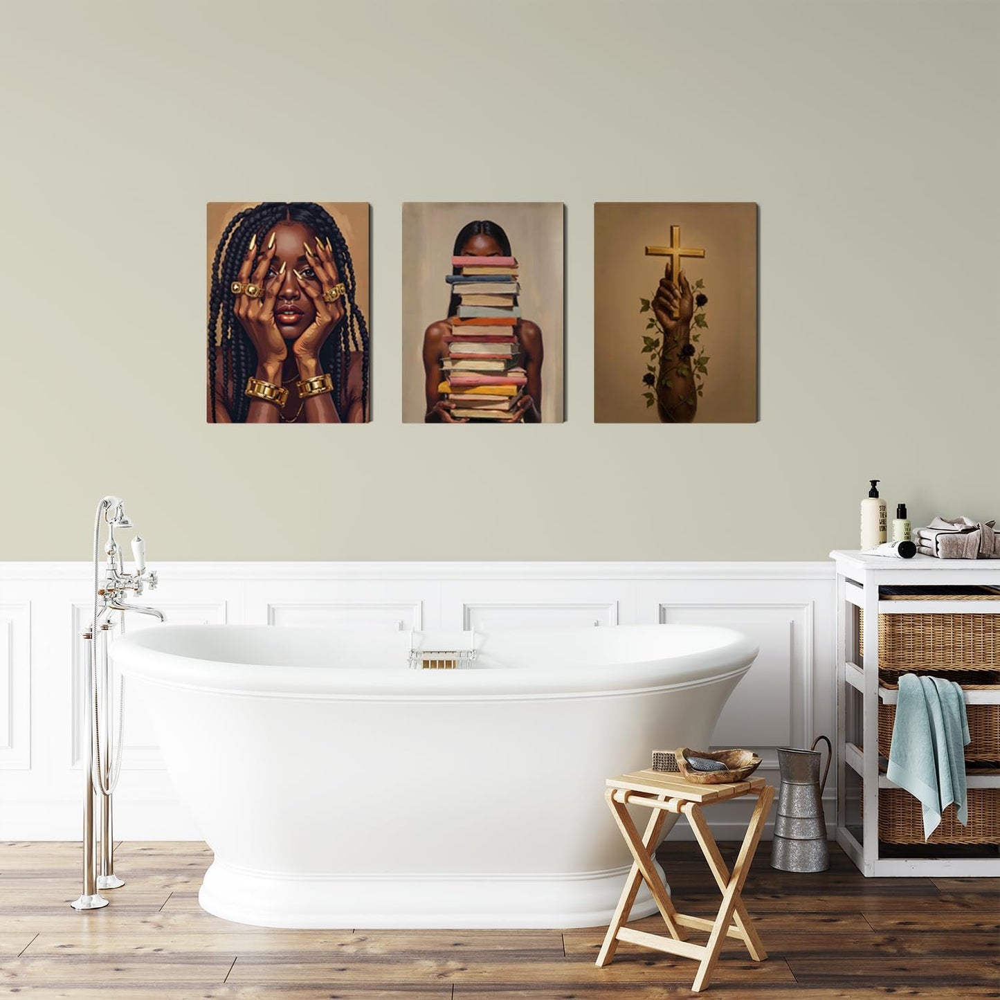 Lienzo decorativo para pared de mujer negra, juego de 3 pósteres en...