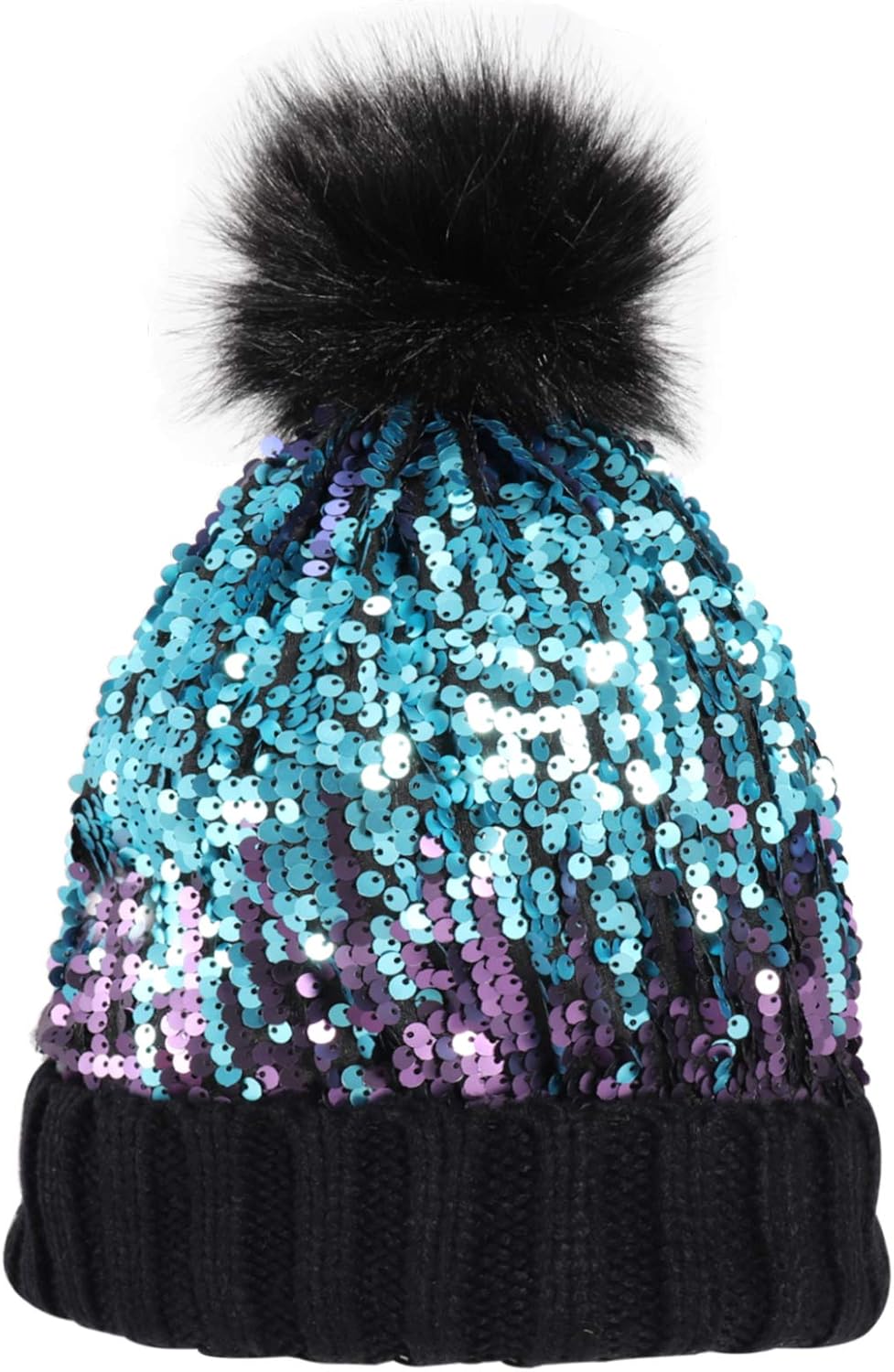 Homiton Gorro de punto tipo beanie con lentejuelas para mujer con p...