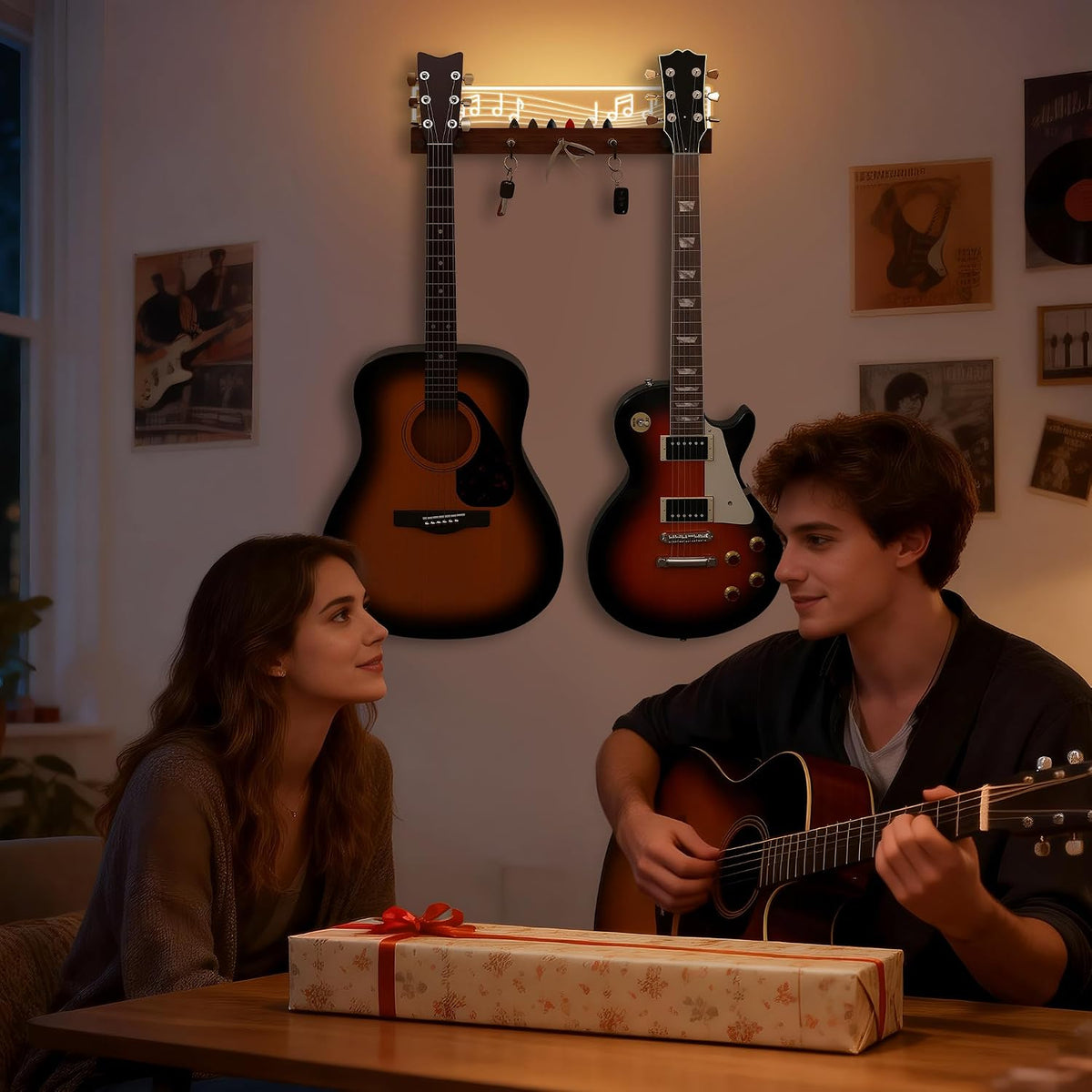 CoolGift Mart Soporte de pared para guitarra iluminado, capacidad p...