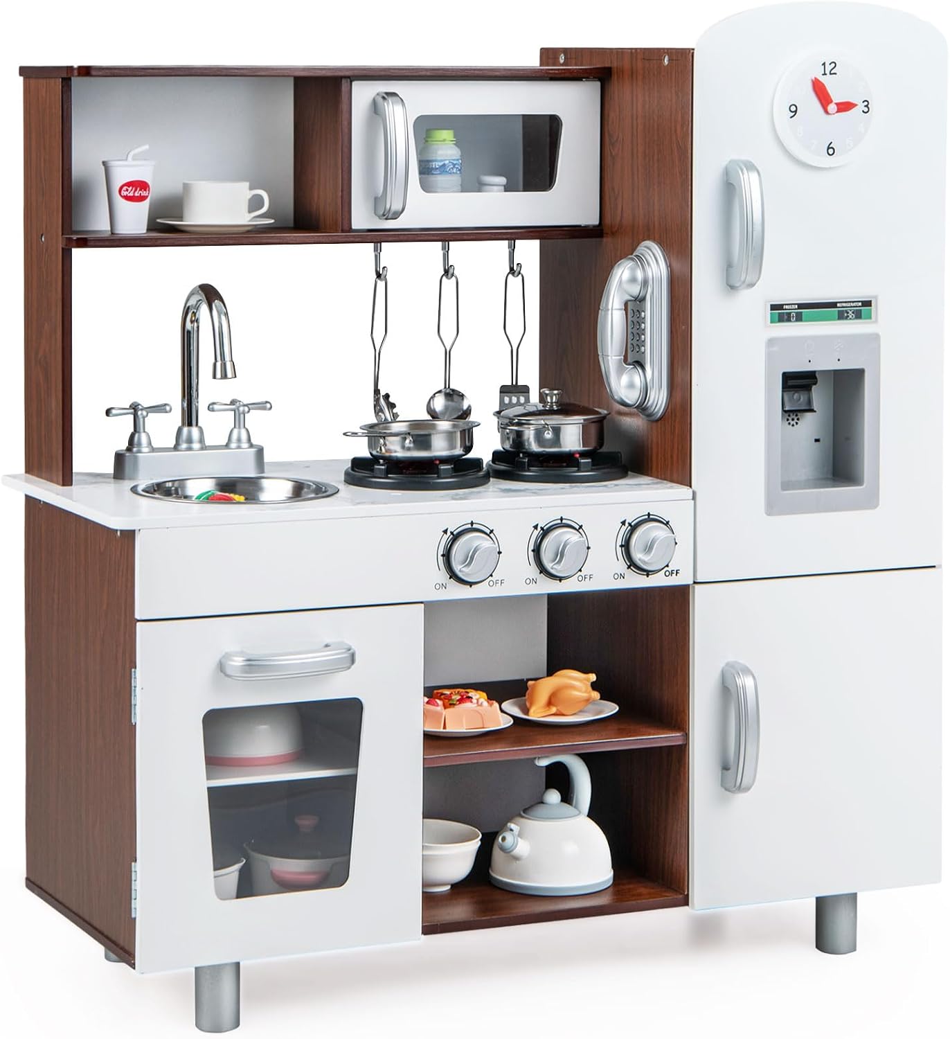 HONEY JOY Juego de cocina para niños, cocina de madera para niños p...
