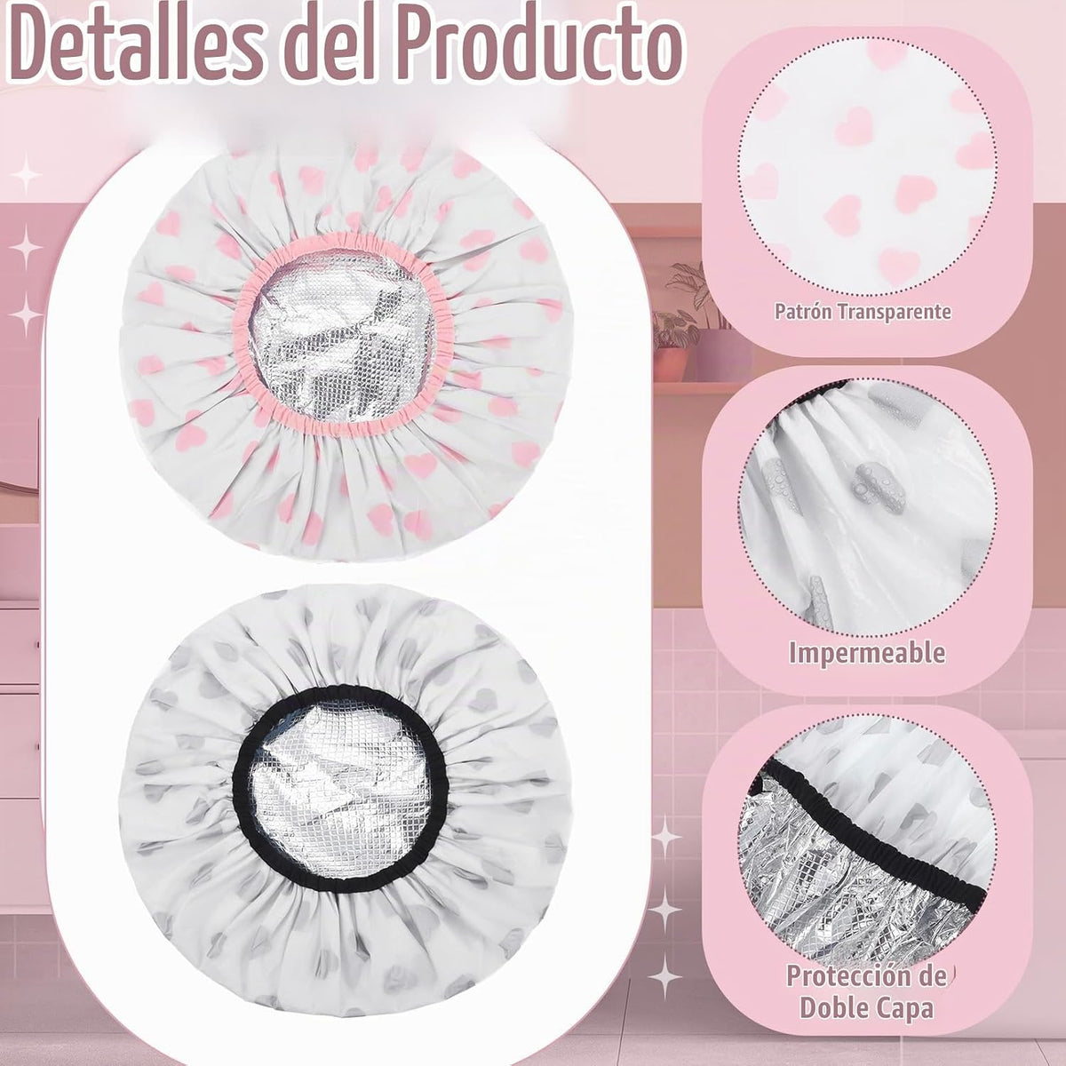 2 gorras de cabello de acondicionamiento profundo, doble capa de ca...