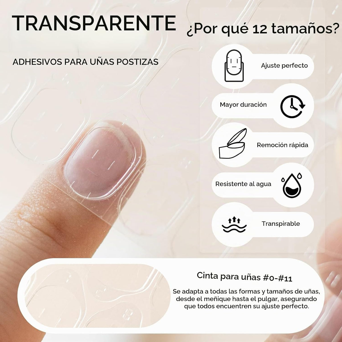 ESUOHYM Soporte de uñas con 480 pestañas adhesivas para uñas para p...