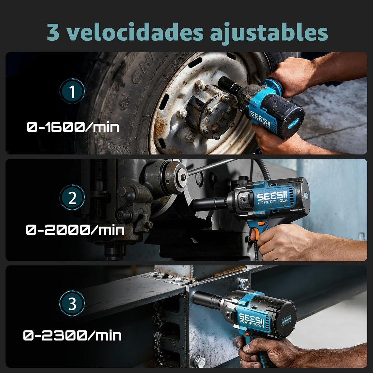 SEESII Llave de impacto mejorada de 1180 pies-libras (1,180.10 ft·l...
