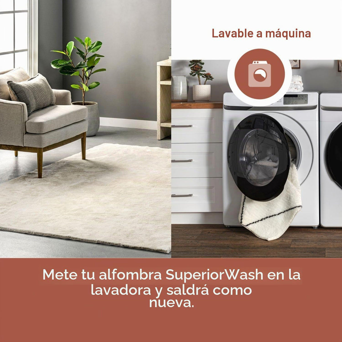 nuLOOM Loni - Alfombra de área lavable color crema, 5 x 8 pies | Nu...