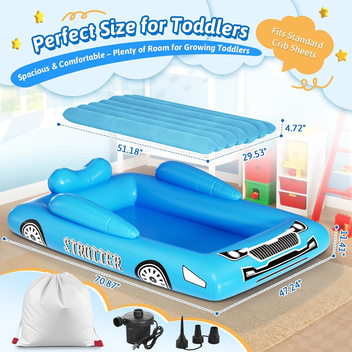 Cama de viaje inflable para niños con tienda de campaña a partir de...