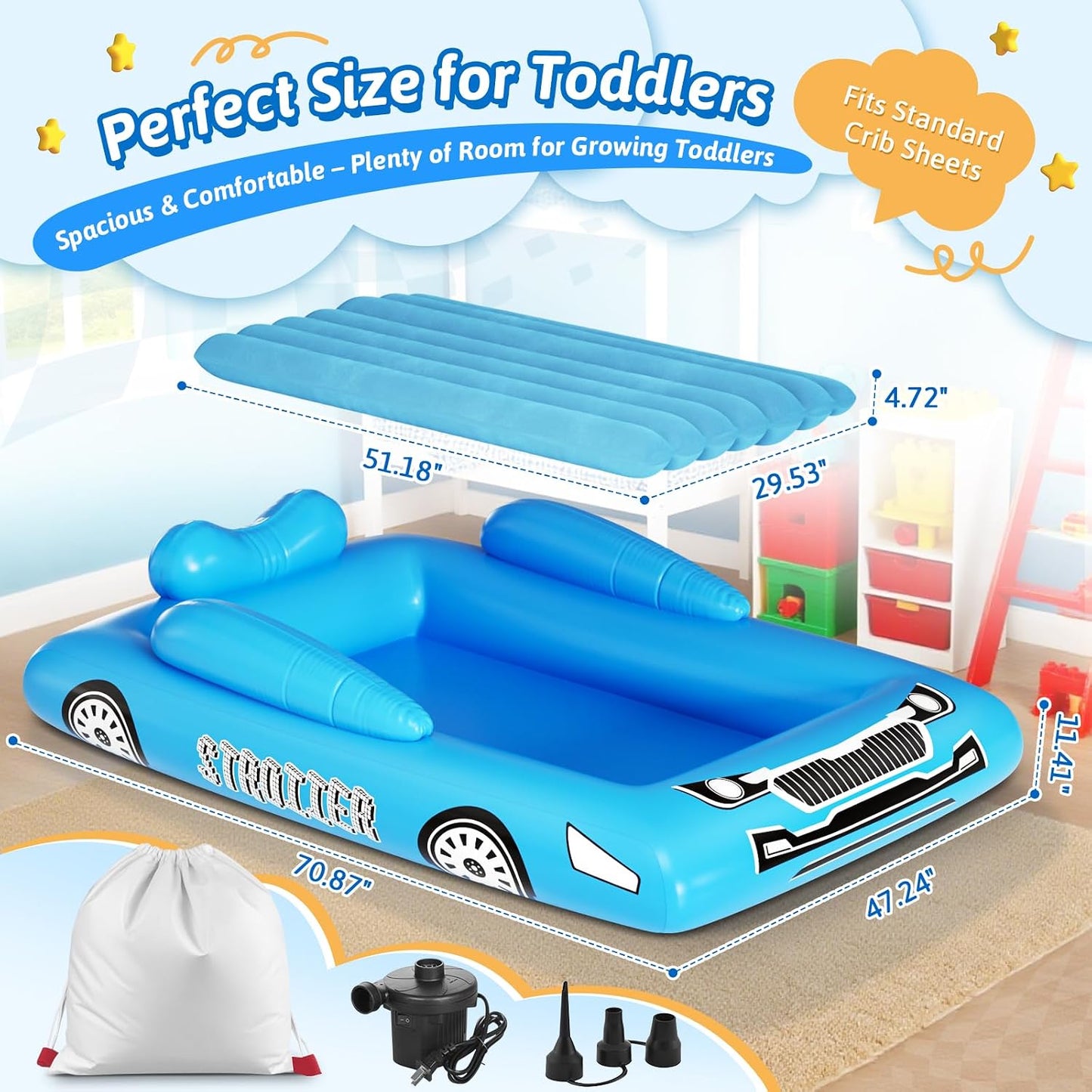 Cama de viaje inflable para niños con tienda de campaña a partir de...