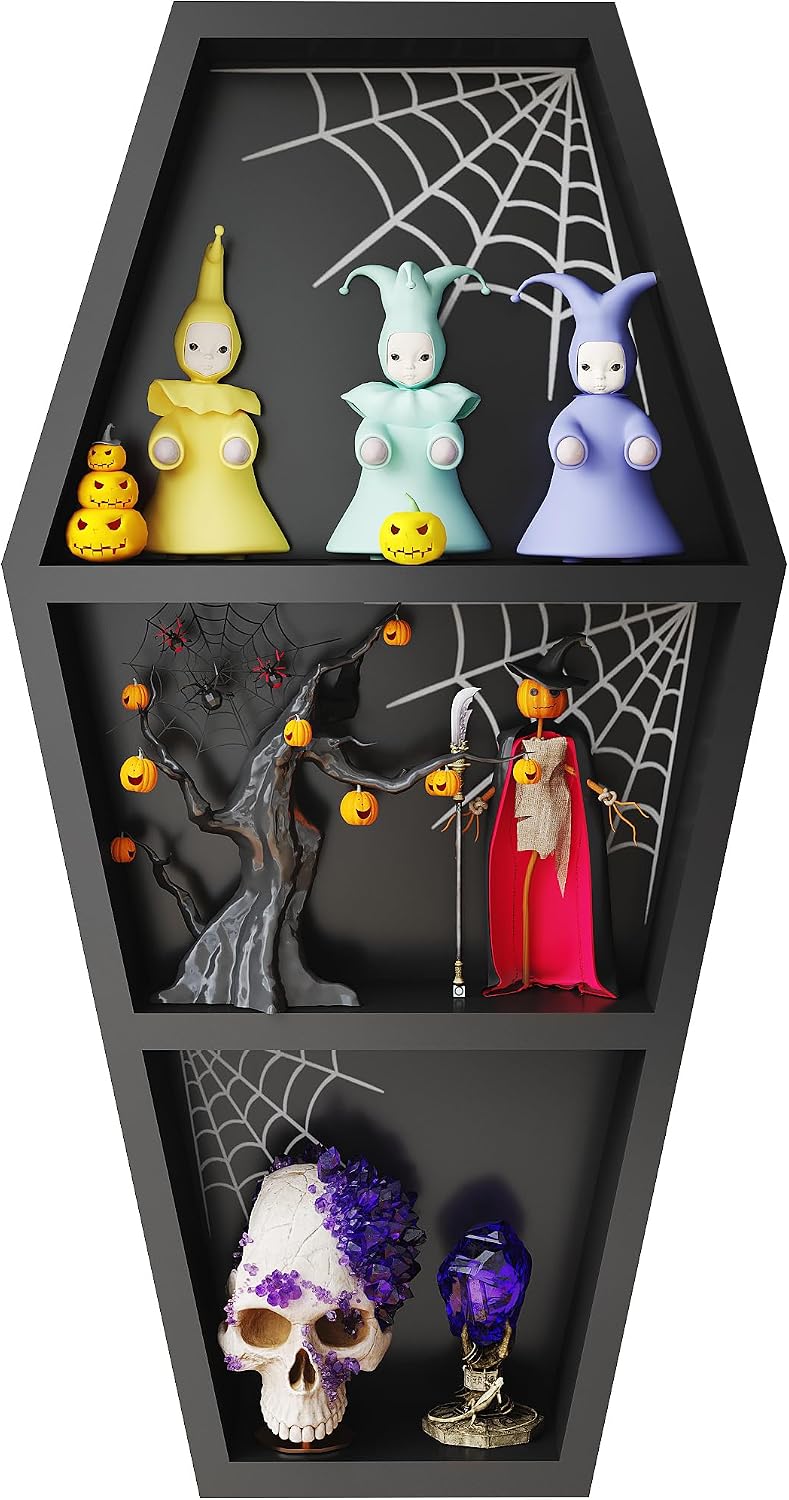 LUPWNEKA Estantería gótica de ataúd de Halloween de 24 pulgadas con...