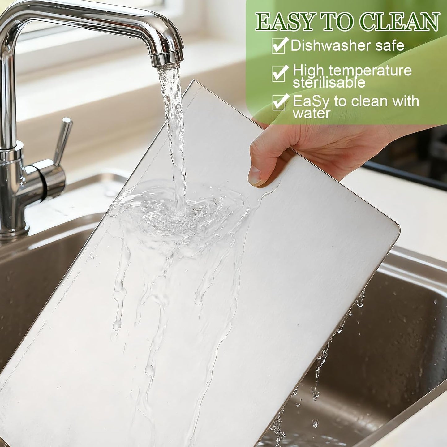 Patelai 2 tablas de cortar de acero inoxidable para la cocina | 15,...