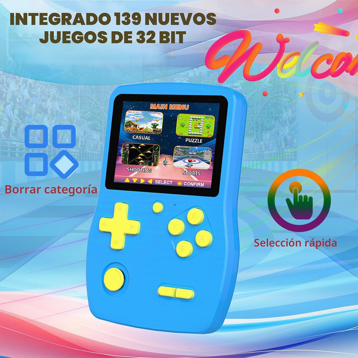 Juego de mano de 32 bits para niños precargado 139 videojuegos, jug...