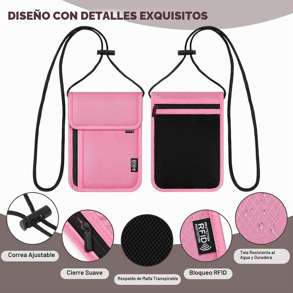 Likesing Funda para pasaporte familiar, bolsa para el cuello, bloqu...