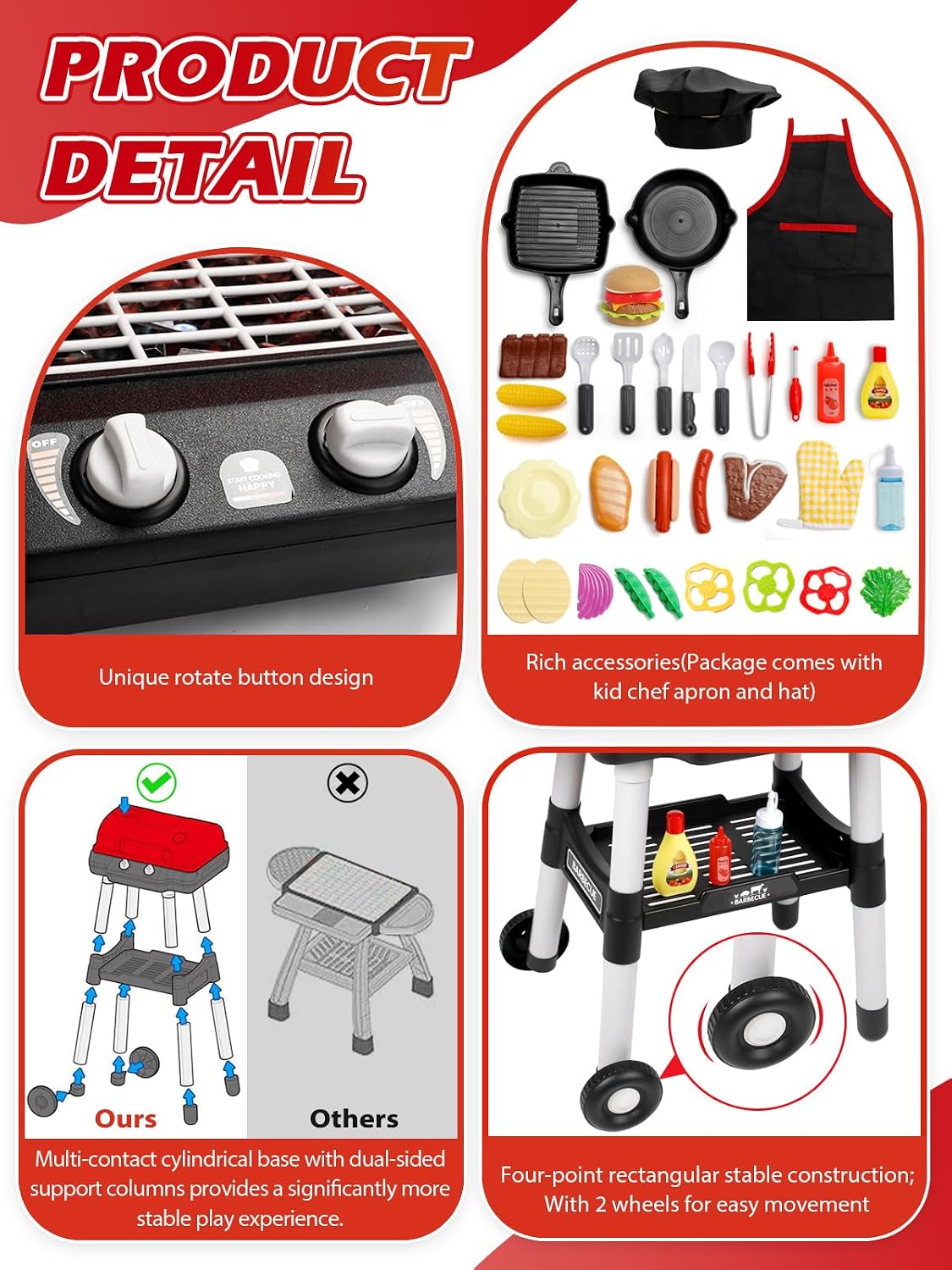 Juguete de cocina para niños, juego de parrilla para barbacoa, jugu...