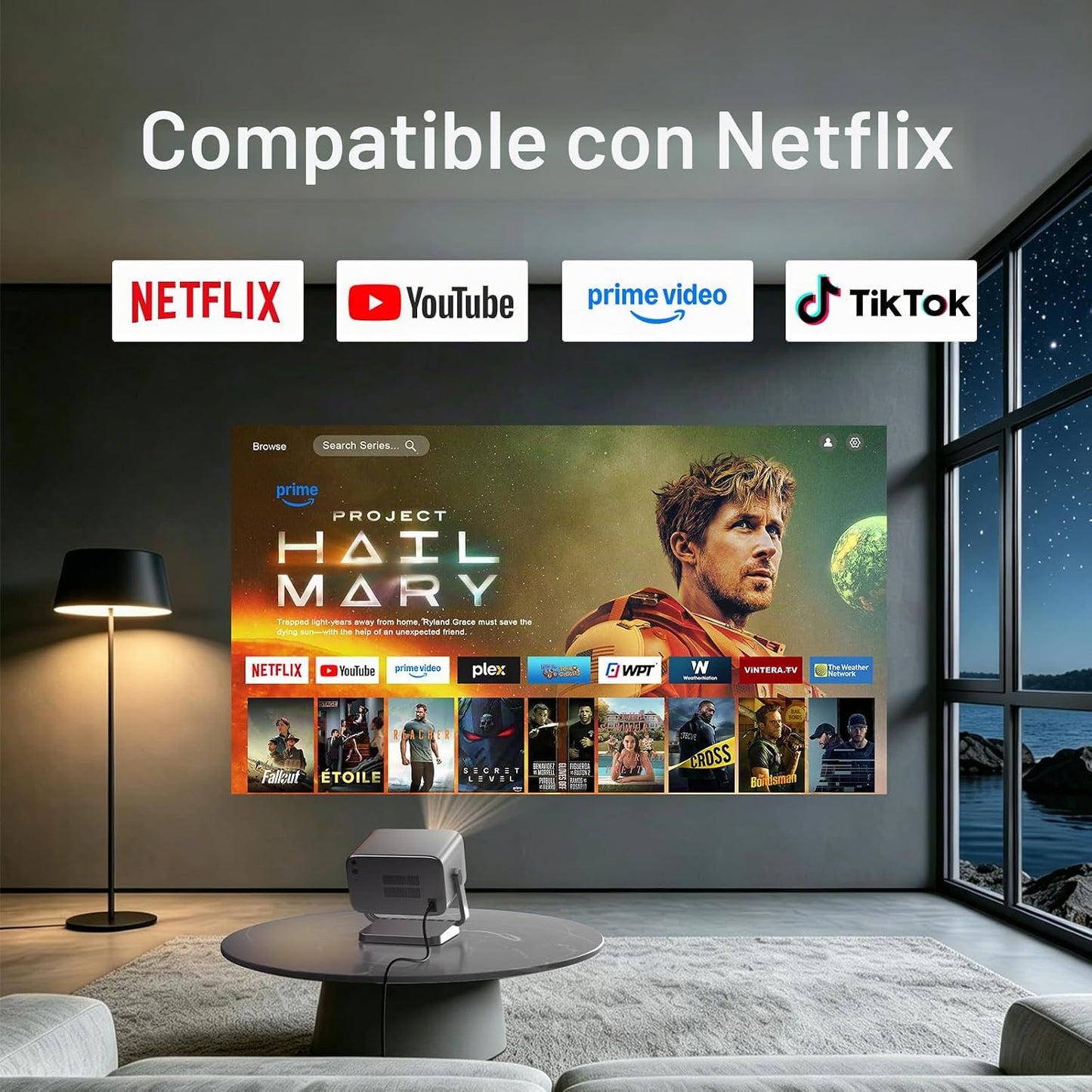 [4600 ANSI y ahora con Netflix] Proyector 4K con WiFi y Bluetooth,...