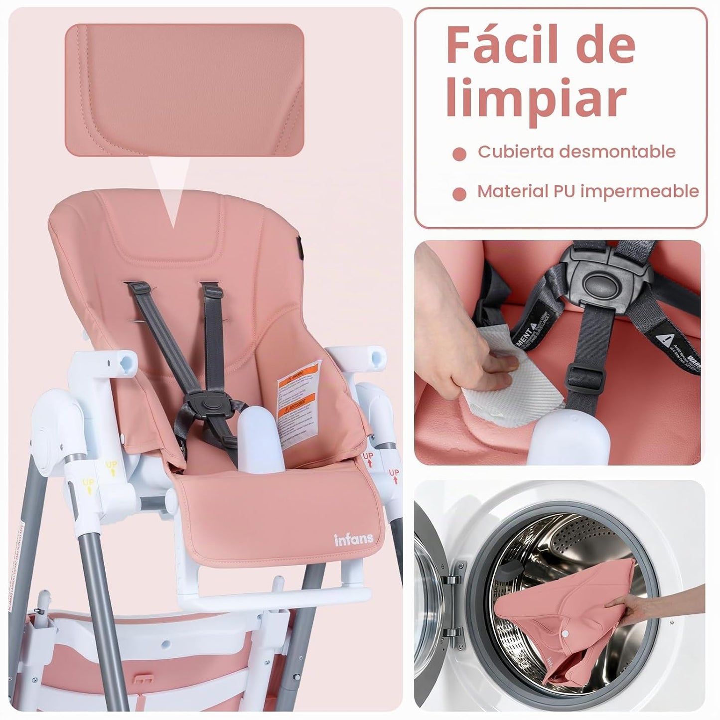 INFANS Silla alta para bebés y niños pequeños, silla alta plegable...