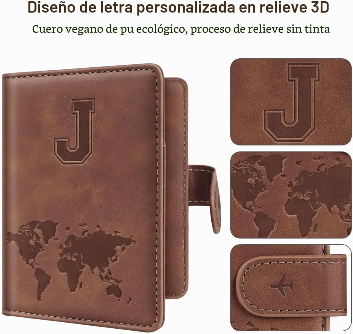Simikol - Funda para pasaporte con iniciales personalizadas, esenci...