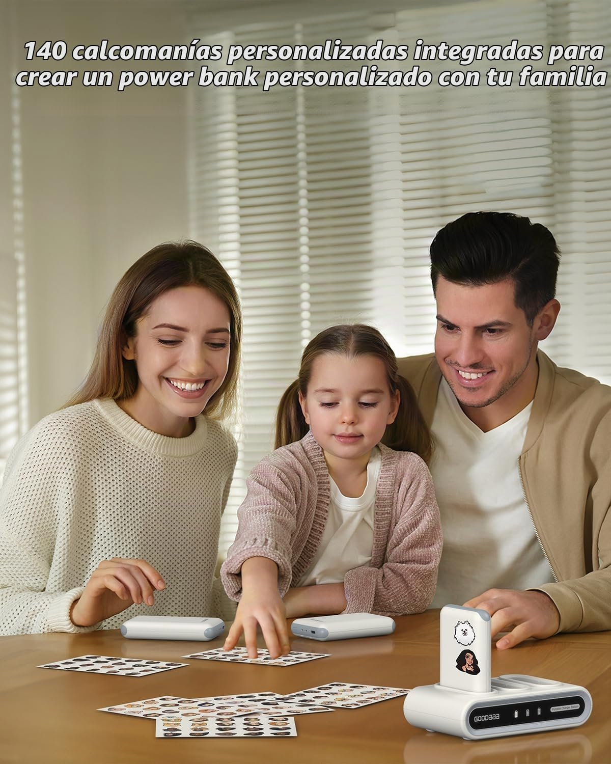 GOODaaa Cargador portátil, paquete de 3 cables integrados de banco...