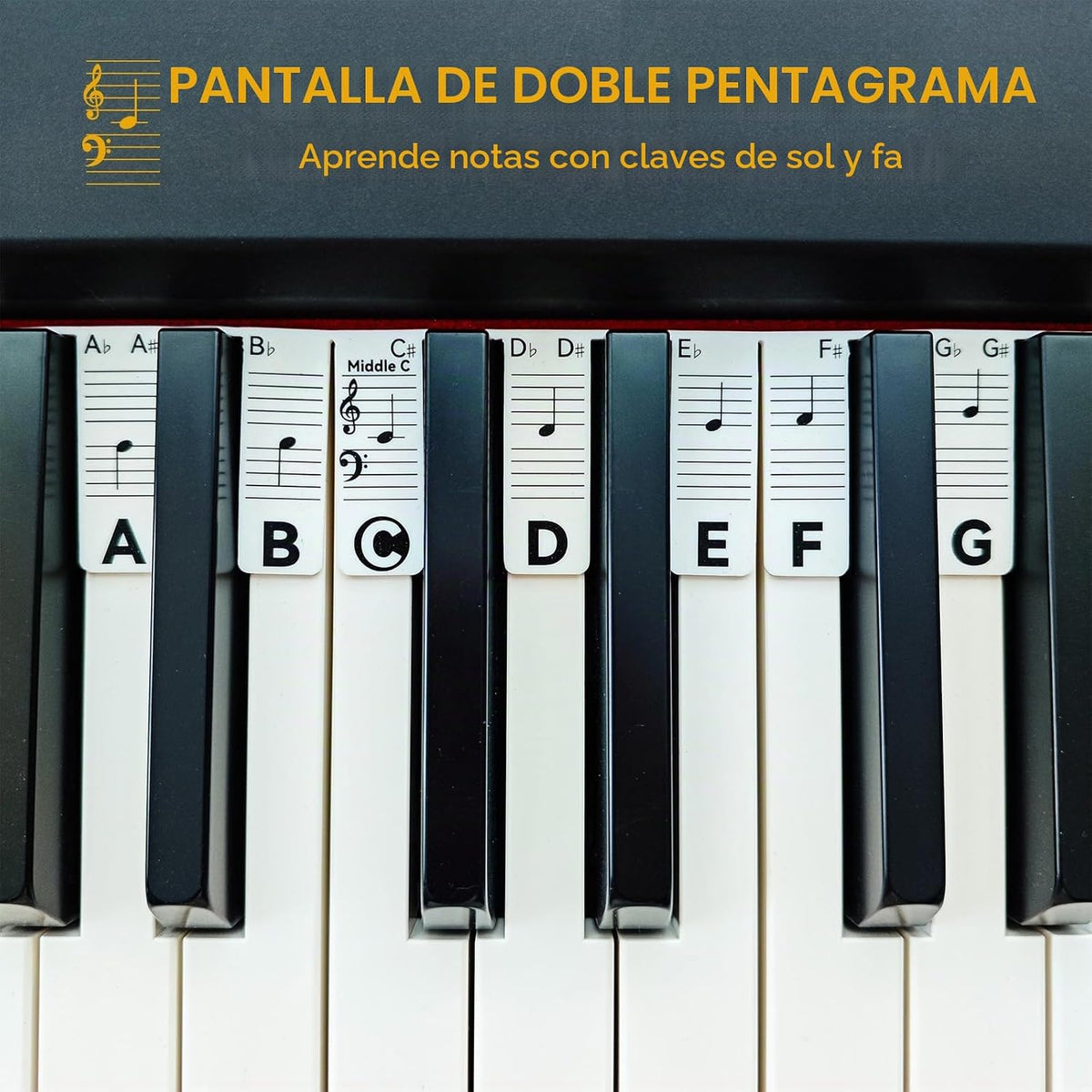BEATBIT Tiras de notas de piano Pro, gruesas antiadherentes, compat...
