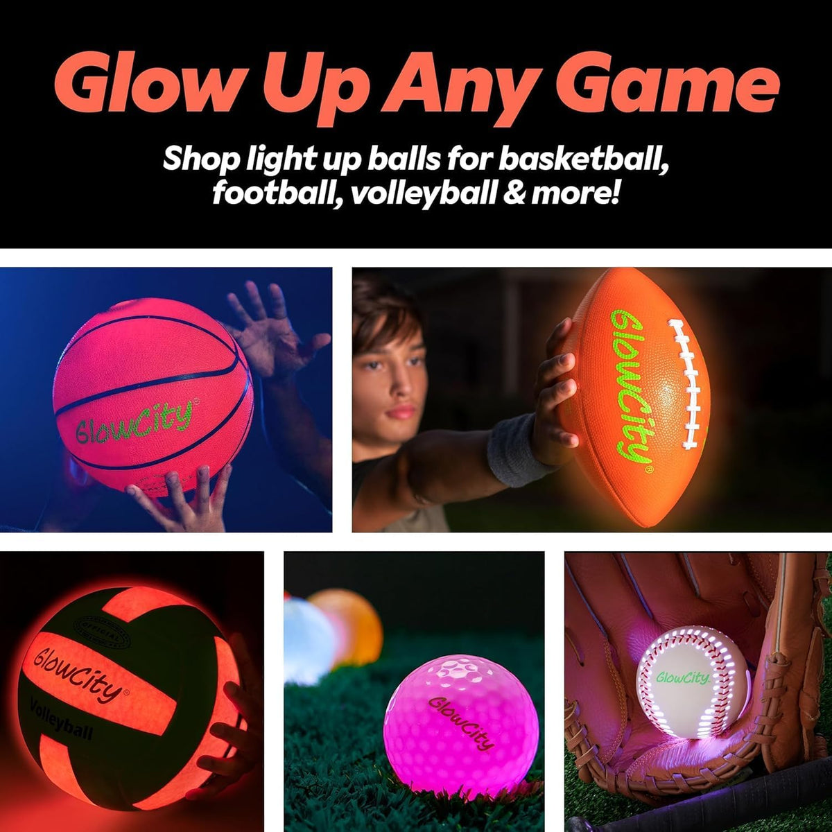GlowCity Balón de fútbol que brilla en la oscuridad - Tamaños 3, 4,...