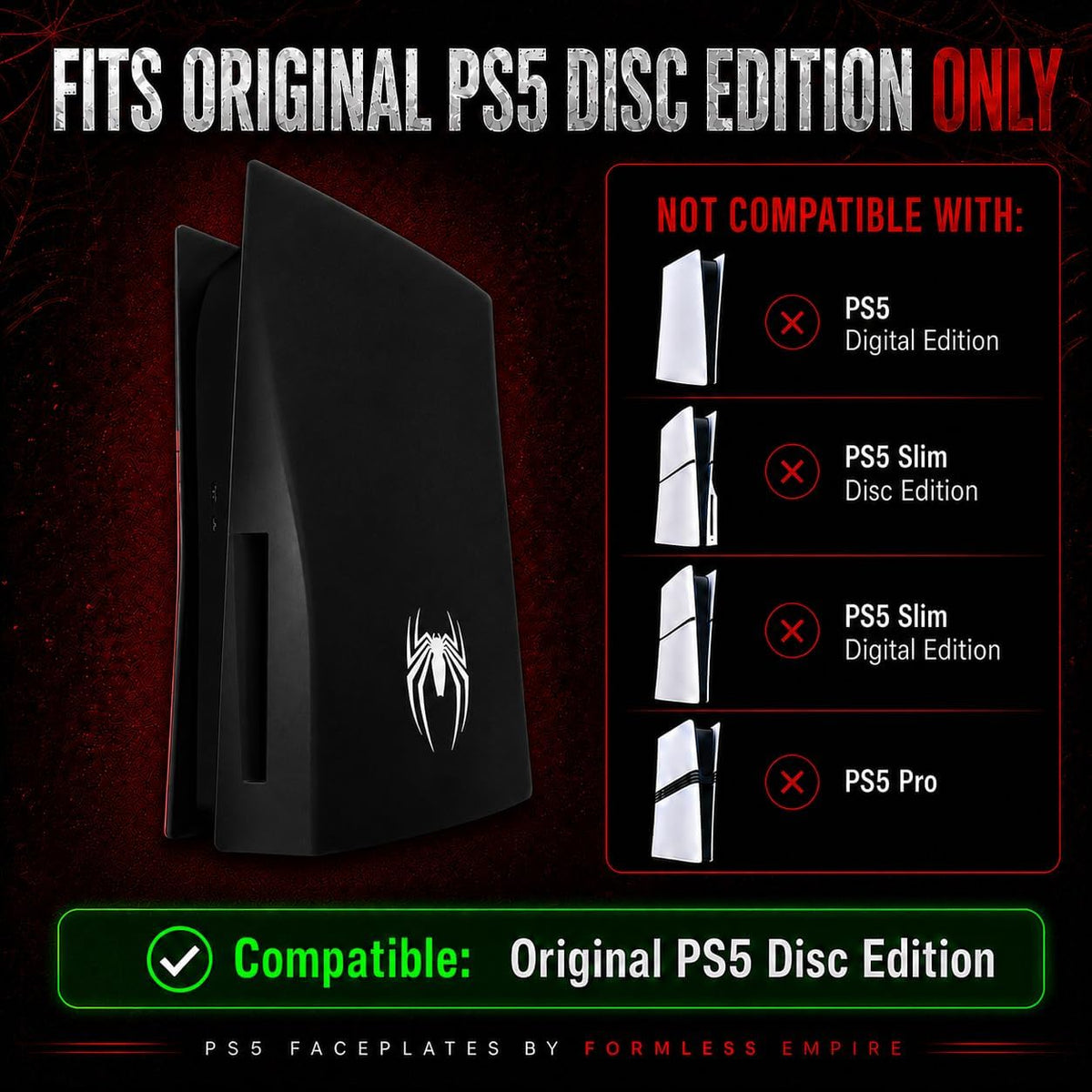 FormlessEmpire Placa frontal para PlayStation 5 Cubierta de la caja...