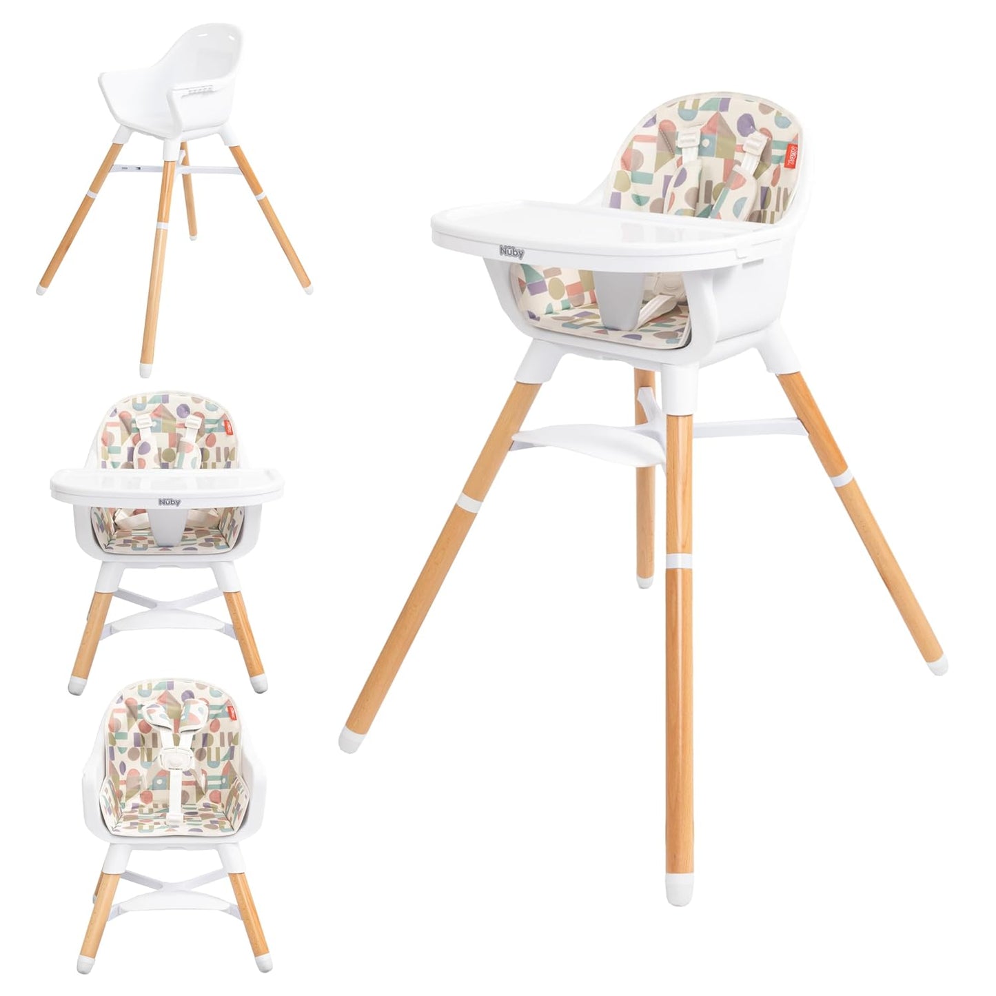 Nuby - Silla alta multiusos 4 en 1 | Estampado Geométrico