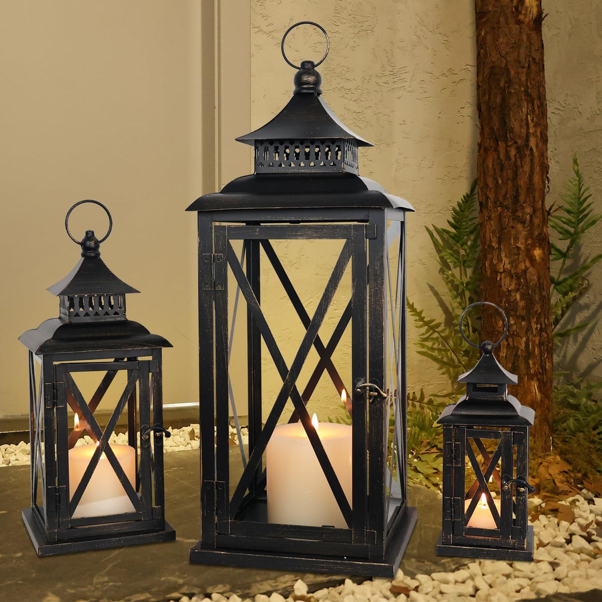 DECORKEY 3 faroles decorativos (20'', 13'' y 9'...