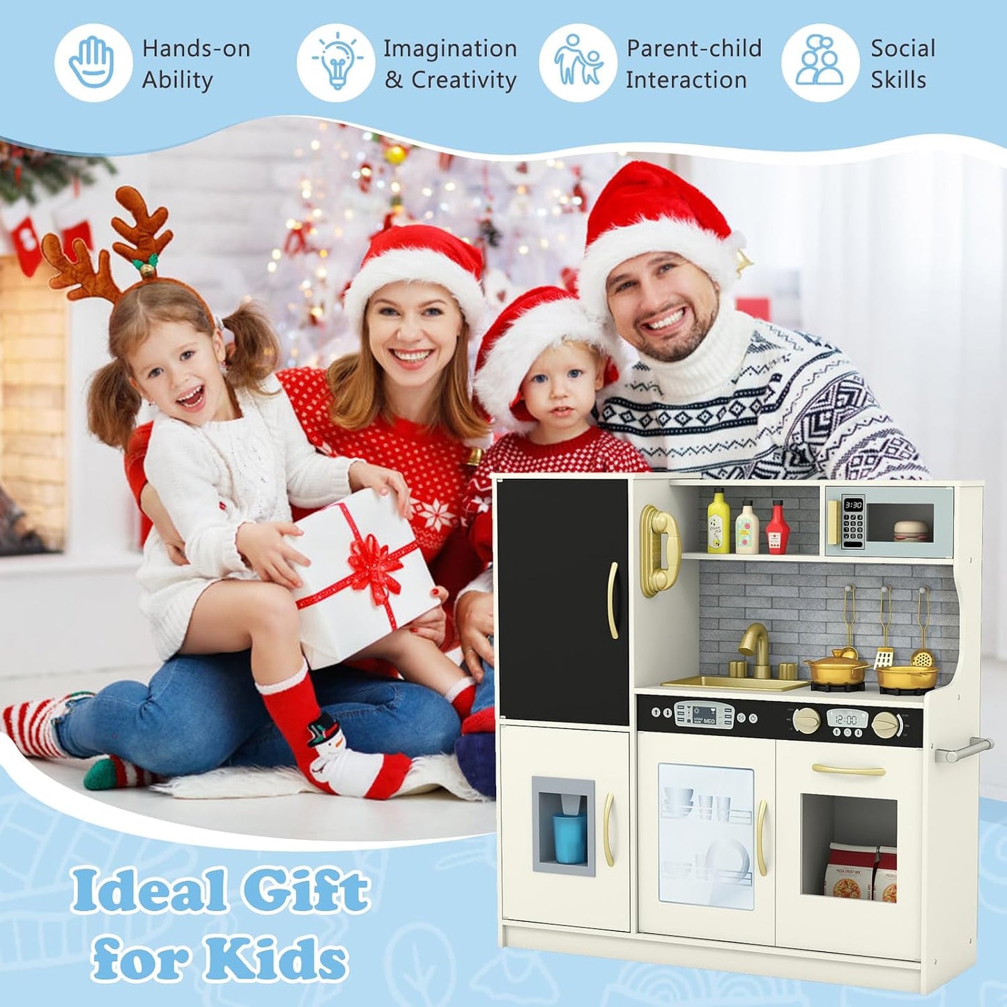 Costzon Juego de cocina para niños, juego de juguetes de cocina de...