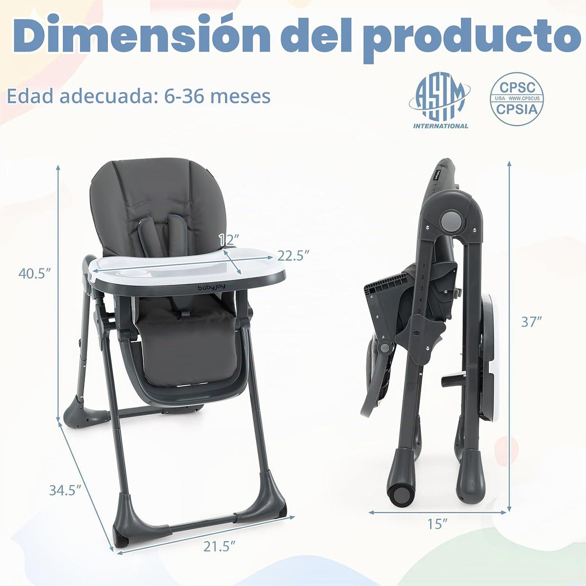 BABY JOY Silla alta convertible para bebés y niños pequeños, altura...