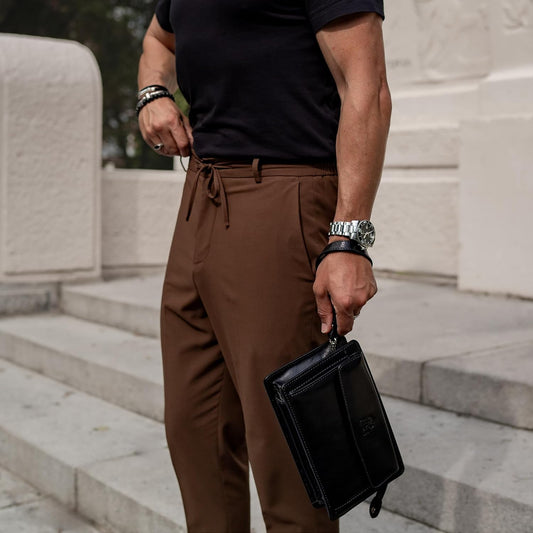 Time Resistance Bolso de mano de cuero para hombre, organizador de...
