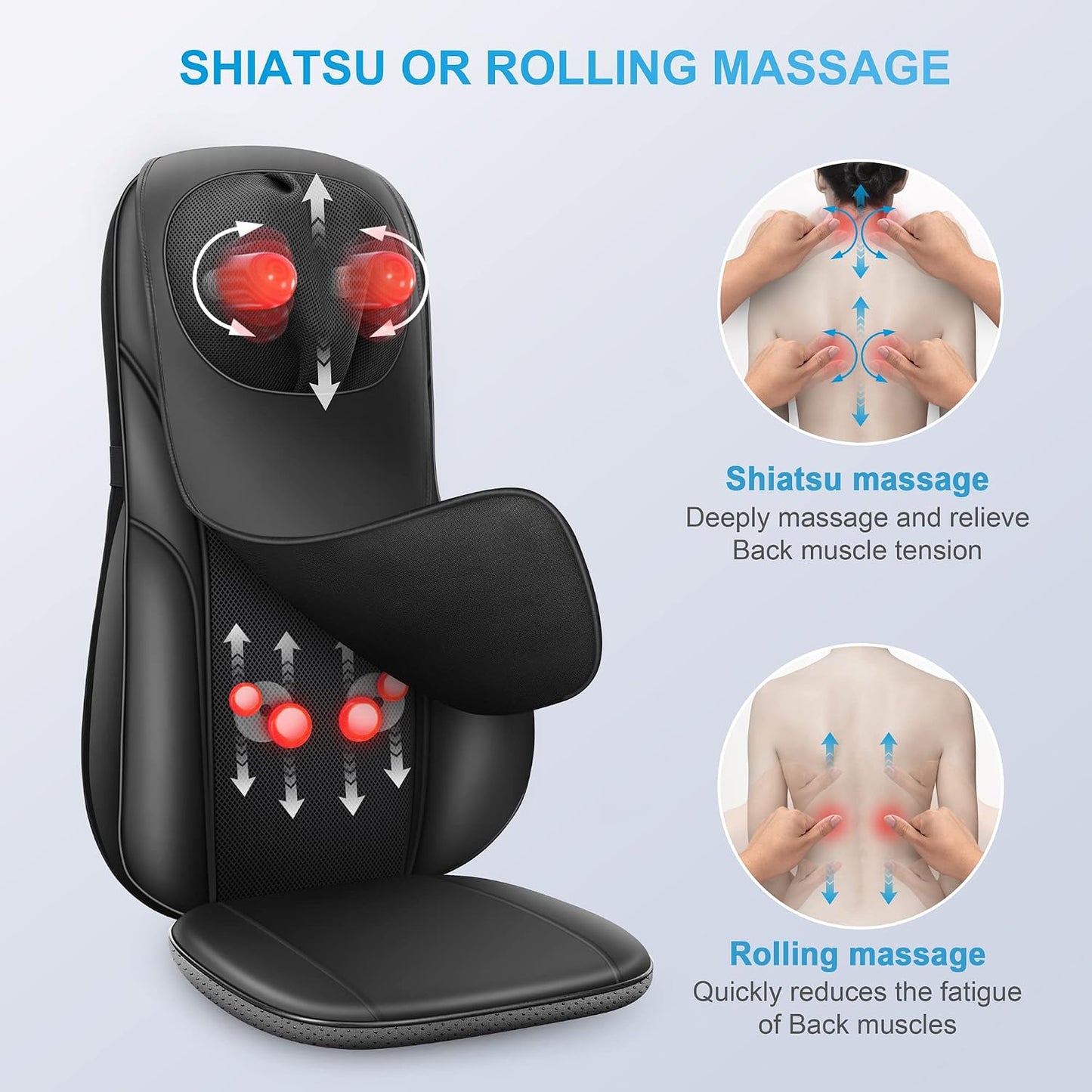 COMFIER Masajeador Shiatsu de espalda con calor, almohadilla de mas...