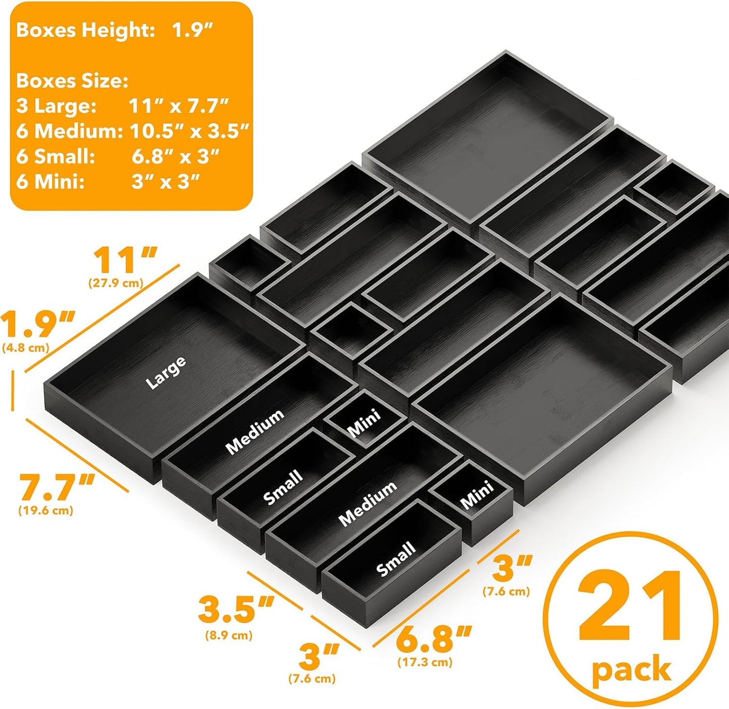 SpaceAid Juego de 21 Piezas Organizador de Cajones de Bambú Cajas d...