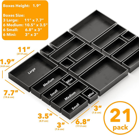 SpaceAid Juego de 21 Piezas Organizador de Cajones de Bambú Cajas d...