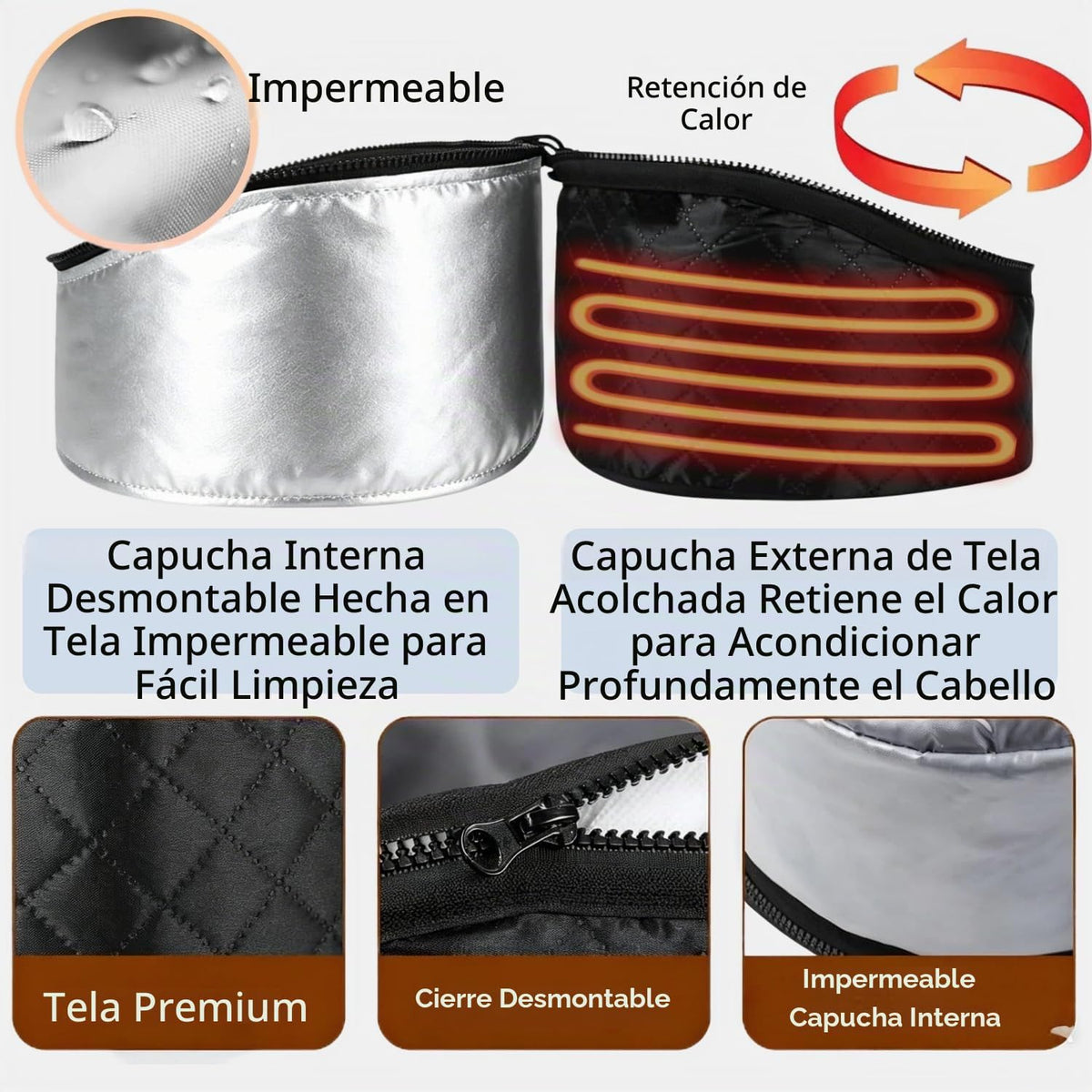 Gorro vaporizador para el cabello para acondicionamiento profundo,...